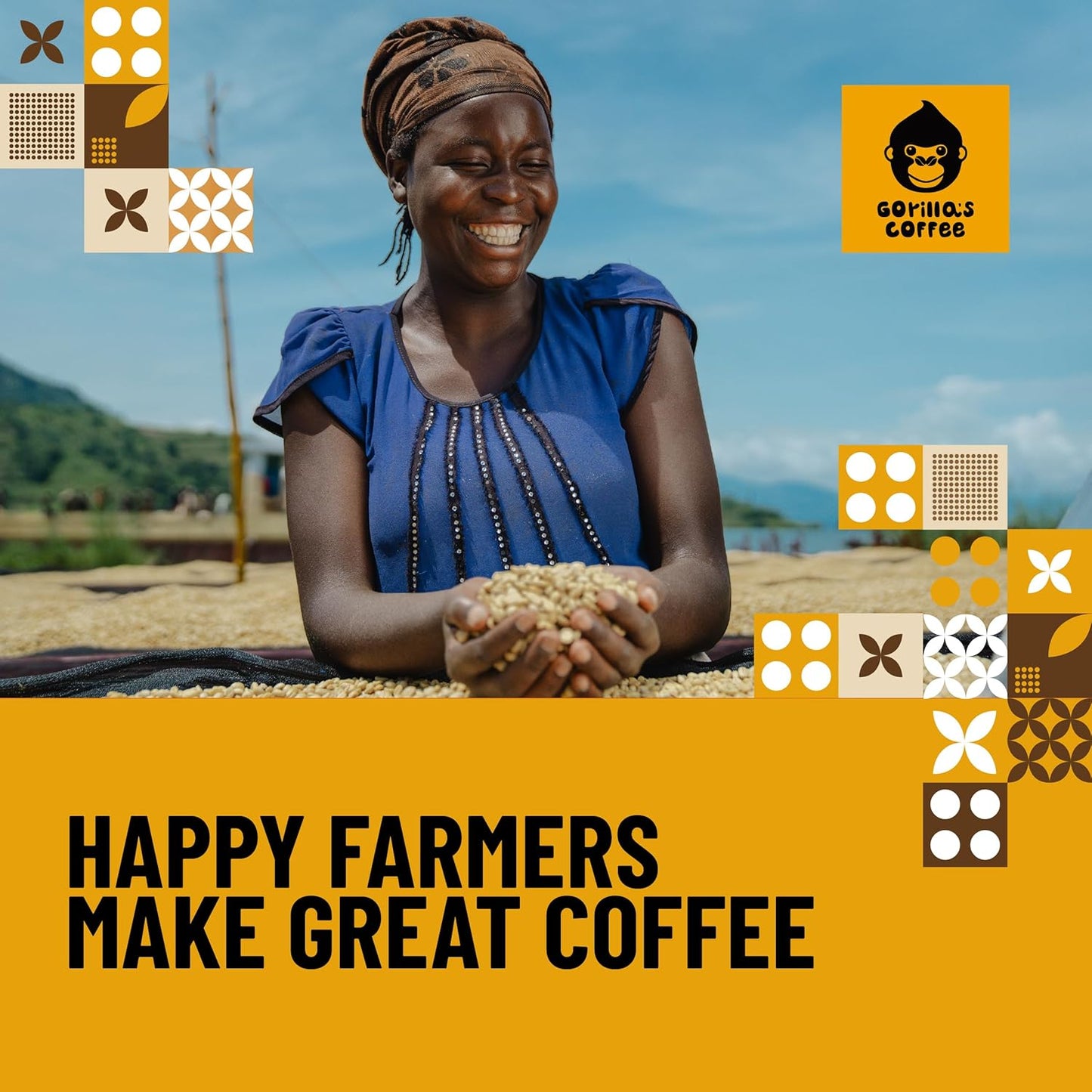 Gorilla's Coffee 100% Arabica - Medium Roast Ground Coffee, Fair Trade, Smooth, Balanced, Aromatic, Spice & Luscious Fruit Notes | Premium Rwandan Coffee | Rich, Flavorful, and Aromatic (500g/17.6oz)