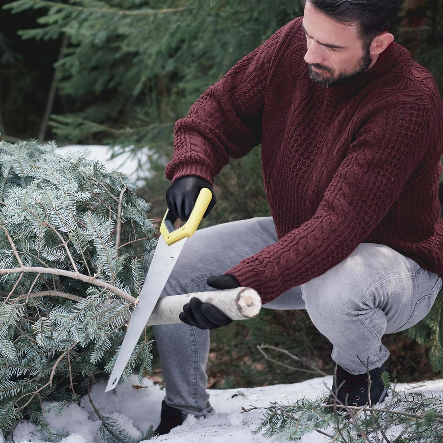 KAYGO Winter Waterproof Work Gloves for Men and Women, 3 Pairs Thermal Insulated Freezer Rubber Coated Gloves,Super Grip,KG160, L, Black