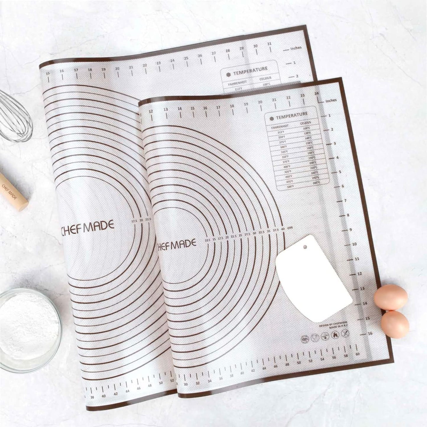 CHEFMADE Silicone Baking Mat, 36" x 24" Extra Thick Large Non-Stick Sheet Mat with Measurement | Non-Slip Reusable Food Grade Flexible Dishwasher Safe|Making,Cookies,Macarons,Bread,Pastry and Pizza