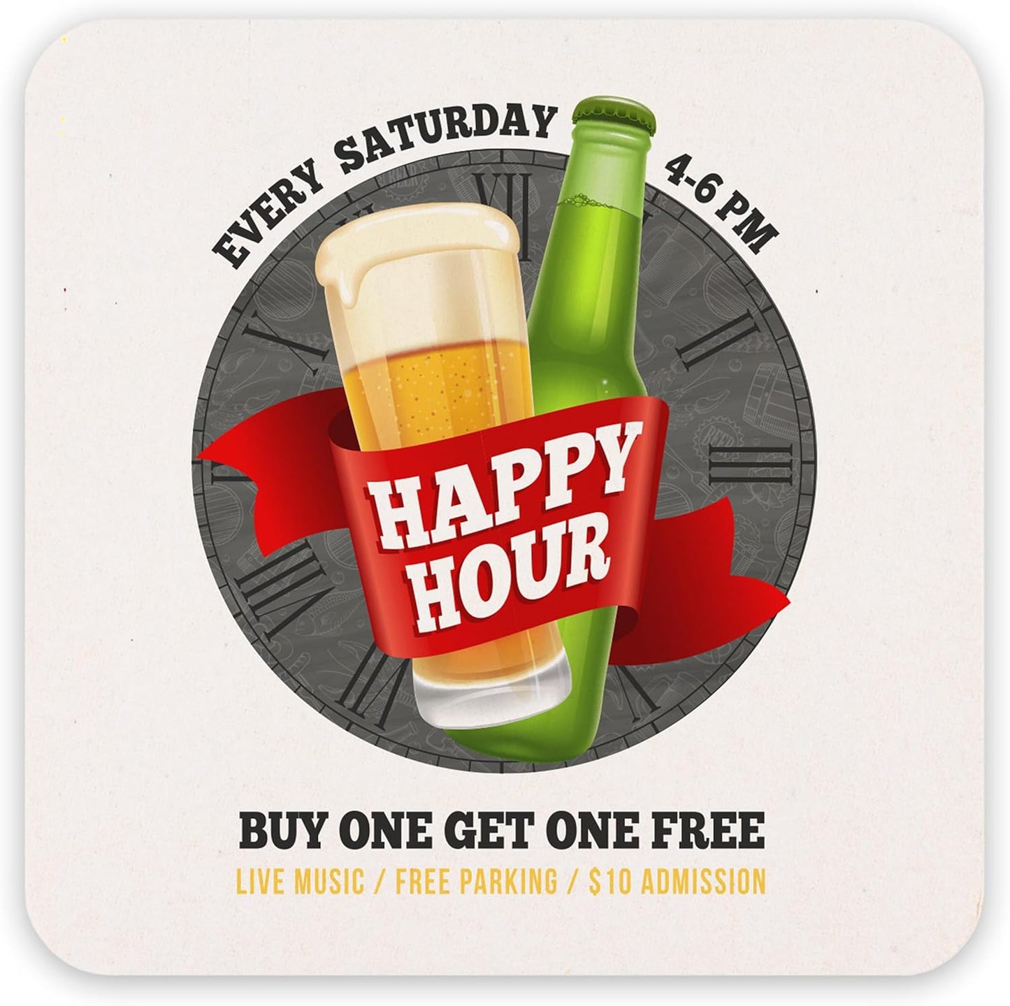 B.E. Green Custom Coasters - Pulpboard Personalized Coasters for Drinks - Full Color Print - Reusable & Absorbent - Beverage Coaster - Promotional Events & Celebrations - Pack of 50 - Square, 4"x 4"