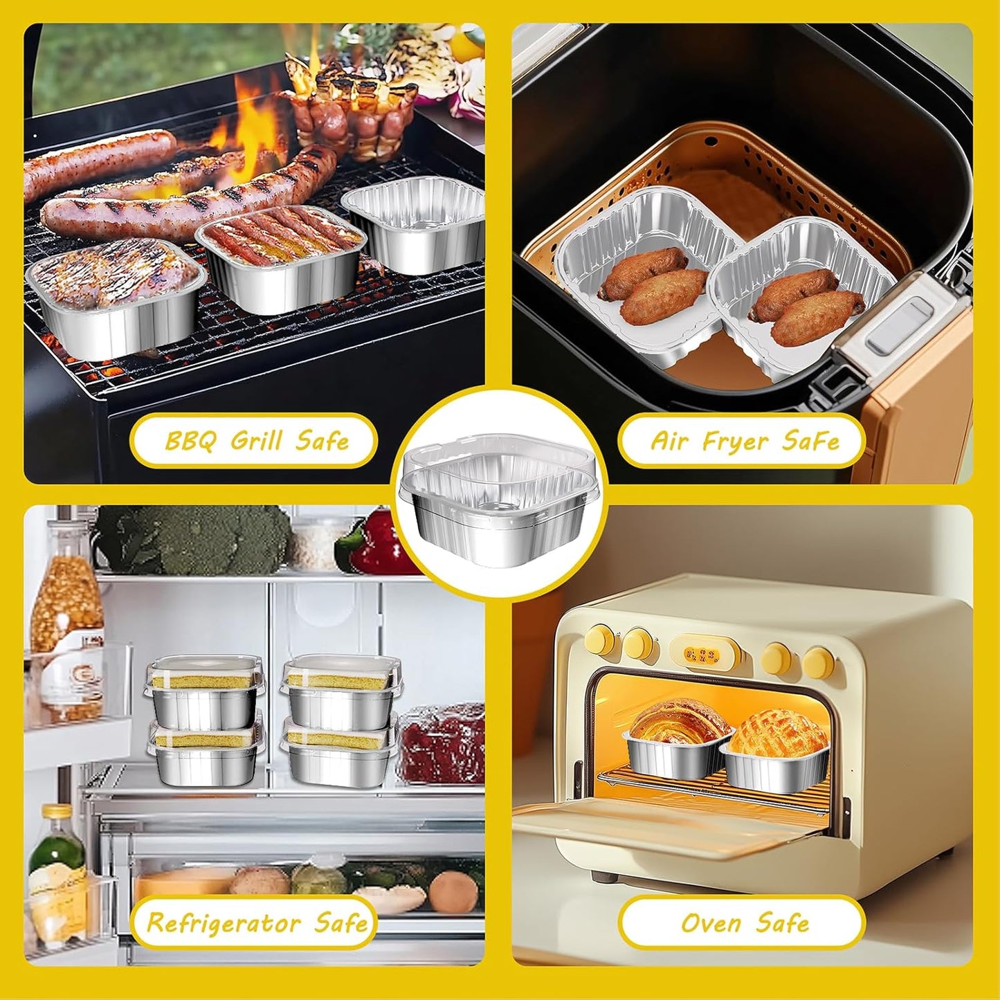 25 Pack Square Mini Cake Pans with Lids,Mini Loaf Pans with Lids,Aluminum Foil Baking Cups,Disposable Ramekins Cupcake Cups,Dessert Cups for Wedding Birthday Party Picnics,5oz (Silver)