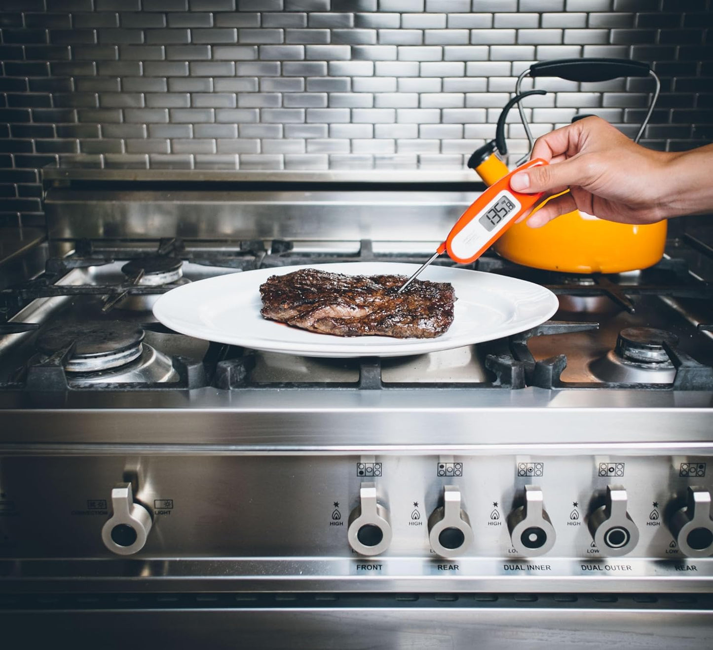 Lavatools Javelin® Ultra-Fast 2-Second Digital Instant Read Meat Thermometer for Grill and Cooking, 2.75" Probe, Compact Foldable Design, Large Display, IP65 Water Resistant, NSF Certified – Tangerine