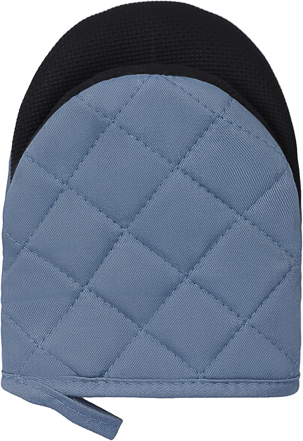 1 Pair Short Oven Mitts, Heat Resistant Silicone Kitchen Mini Oven Mitts for 500 Degrees, Non-Slip Grip Surfaces and Hanging Loop Gloves, Baking Grilling Barbecue Microwave Machine Washable (Sky Blue)