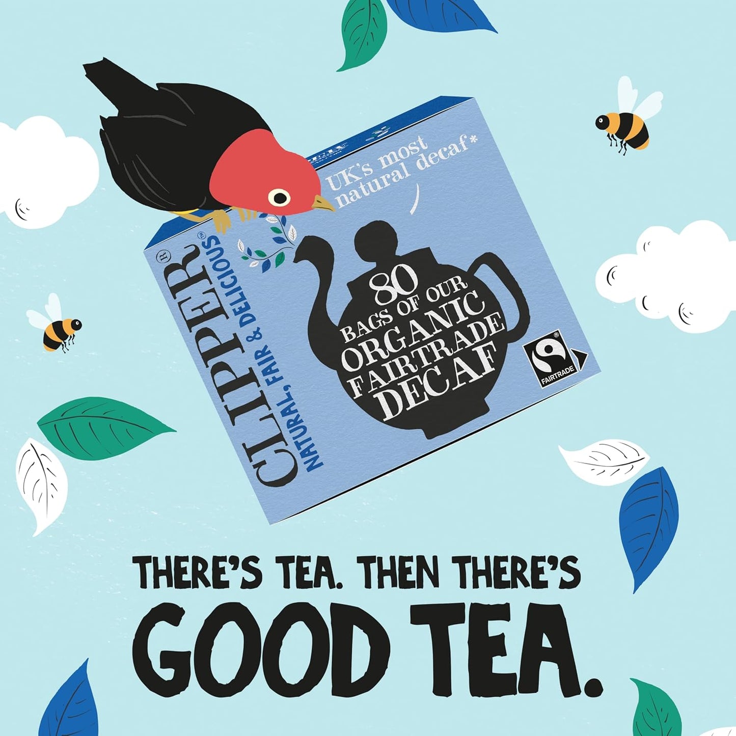 Clipper Tea, Organic Decaf, Plant-Based, Decaffeinated Black Tea, Great Over Ice, 1 Pack, 80 Unbleached Tea Bags