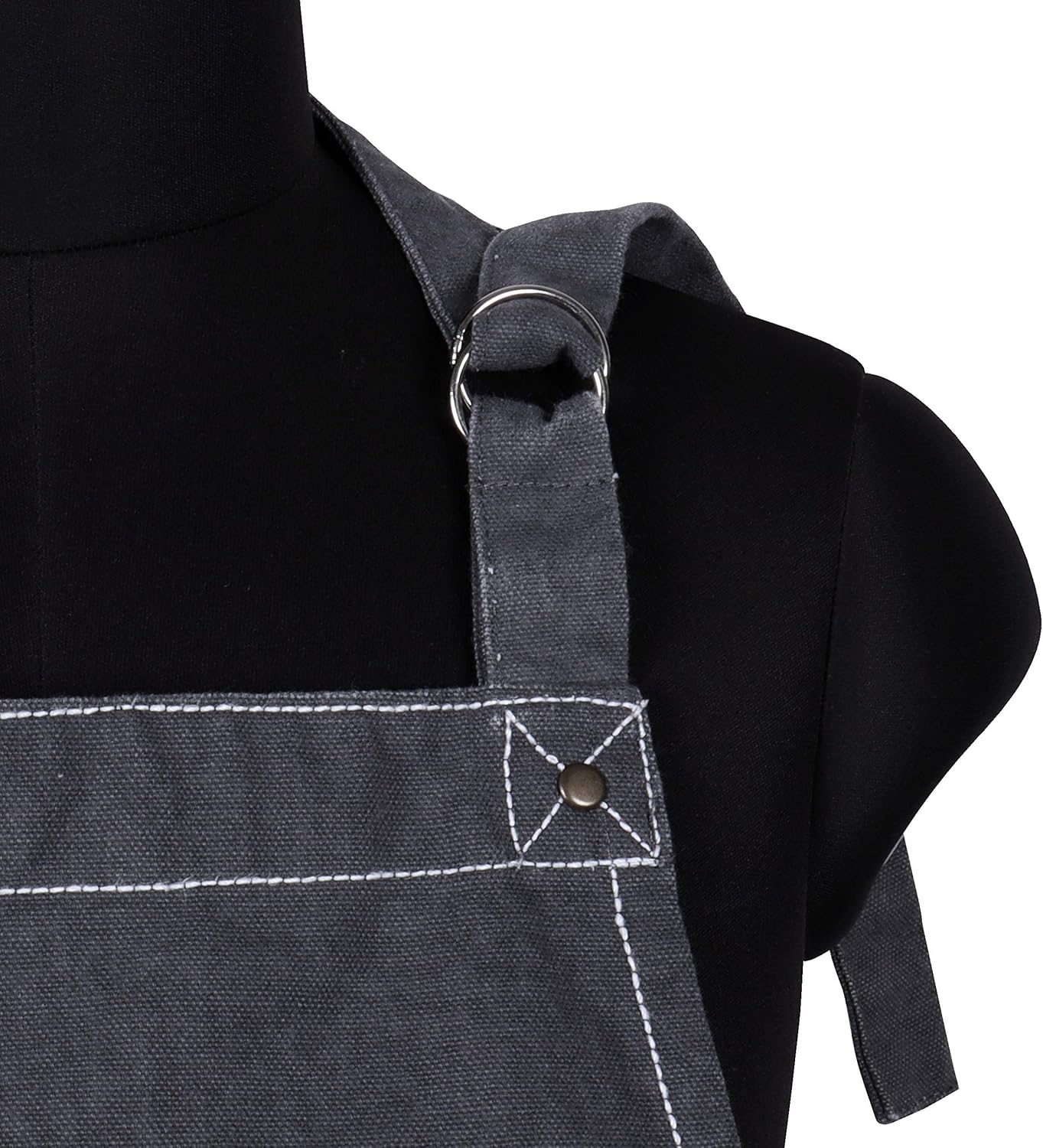 AMOUR INFINI Cotton Solid Aprons for Women with Pocket, Adjustable Strap and Waist Ties Washed Chef Aprons for Cooking, Baking and Gardening (27.5 x 33 Inches - Gray)