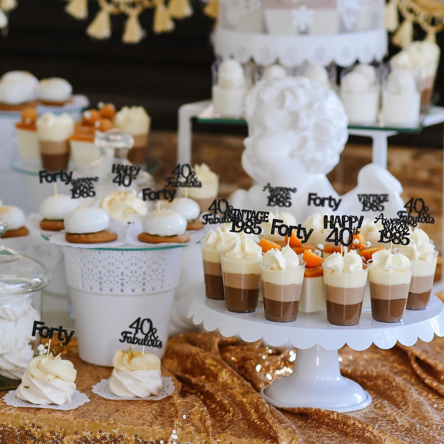 Gyufise 30Pcs Black Glitter Vintage 1985 Cupcake Toppers Awesome Since 1985 Cake Decorations Cheers to 40 Fabulous Forty Cupcake Picks 40th Birthday Wedding Anniversary Party Cake Decorations Supplies