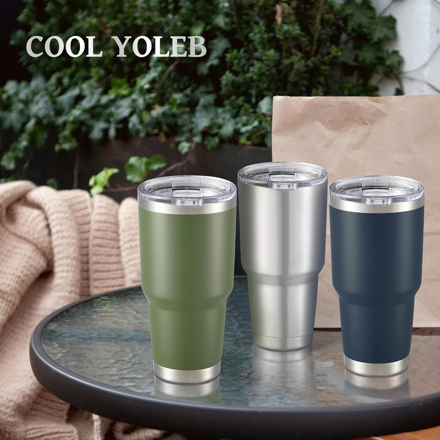 30 oz Tumbler with Lid Stainless Steel Tumblers Bulk Vacuum Insulated Cup Reusable Powder Coated Travel Mug Double Wall Leak Proof Cups Keep Cold Drinks for 12 Hours Stainless, Set of 8