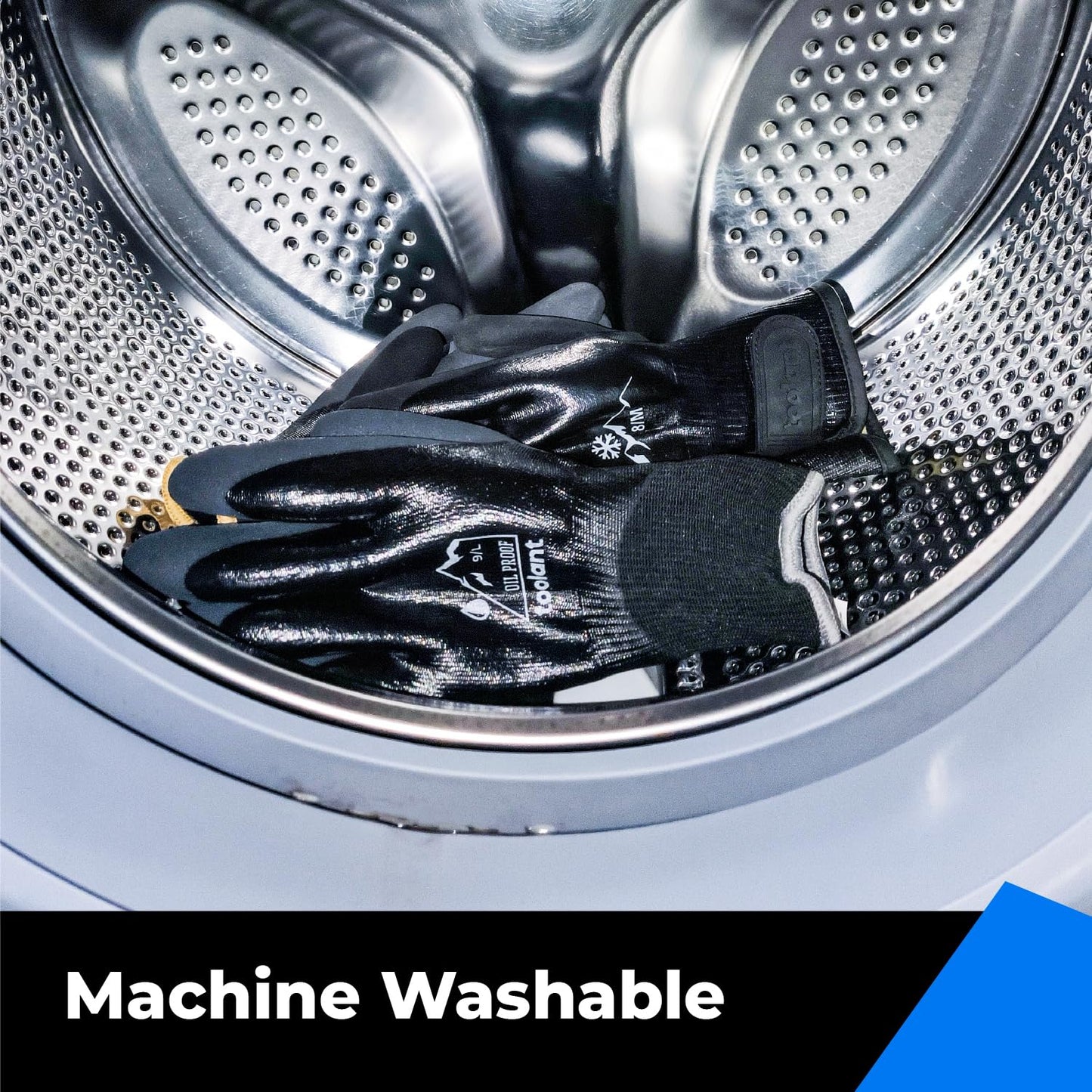 Waterproof Gloves Bulk Pack for Men and Women, 3 Pairs, Freezer Gloves with Grip, Double Nitrile Dipped for Extreme Oil Repellent, for Construction, Mechanics, Mining, Plumbing, Black, Small