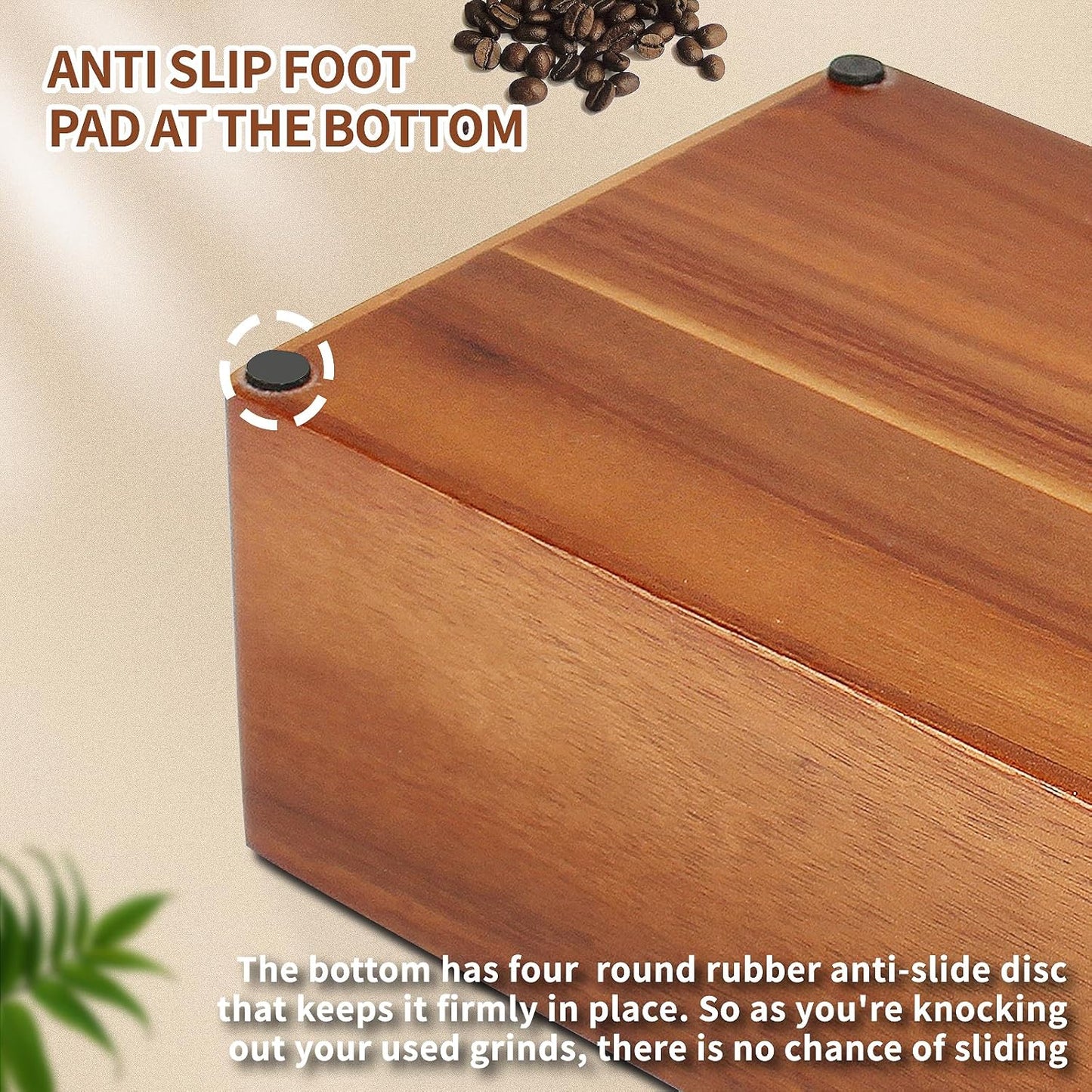 DIBTSA Espresso Knock Box with Tamping Station,Coffee Grounds Pucks Knock Box and portafilter tamper stand,with Removable Rubber Knock Bar and Non-Slip Base