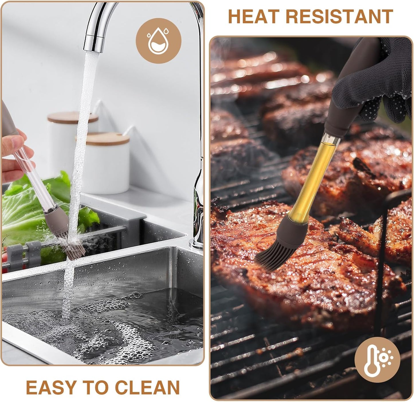 8 Pcs Silicone Brush Cooking Set, Heat Pastry Basting Brush for Home Outdoor Use Cooking BBQ Barbecue Baking