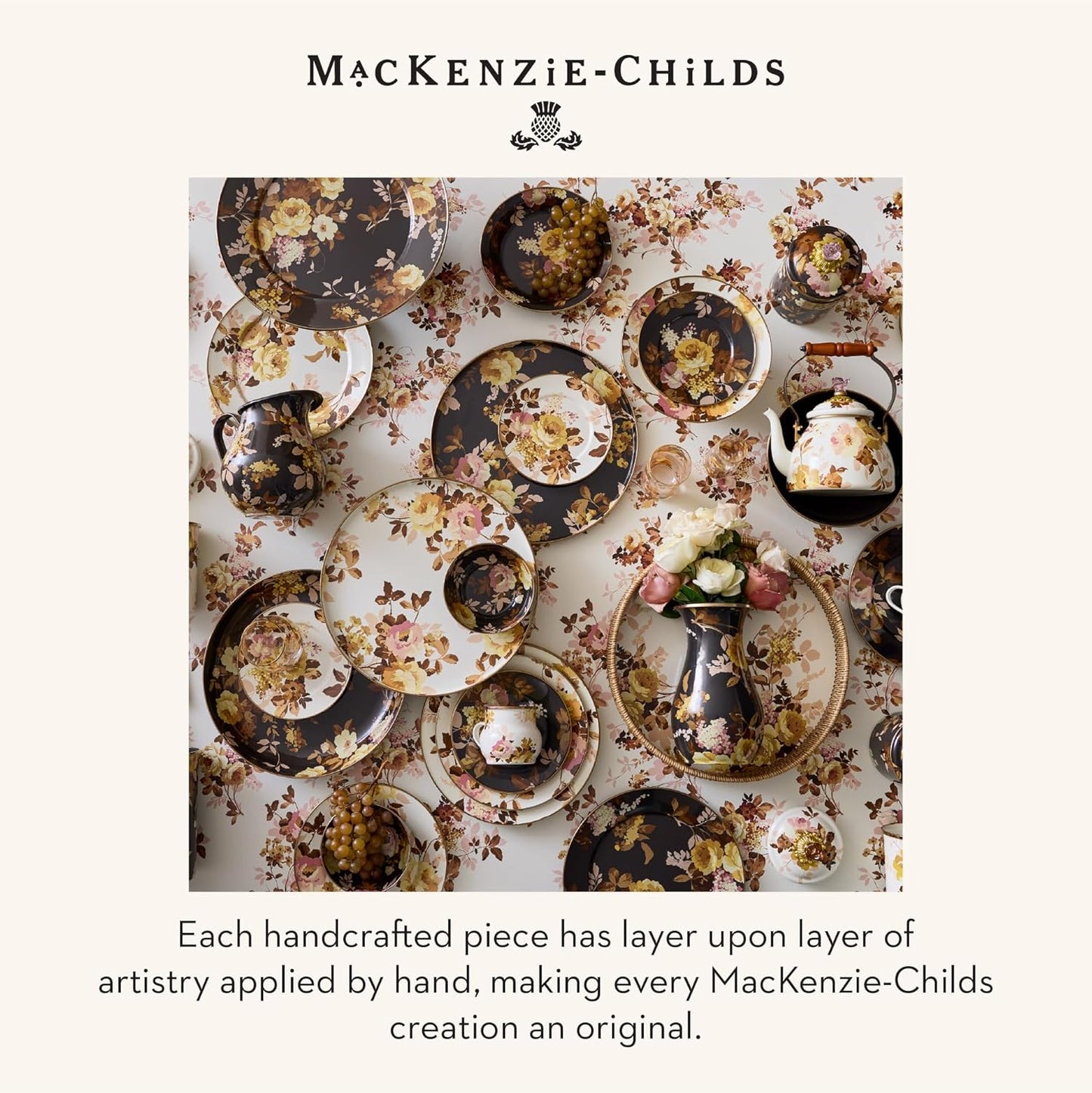 MACKENZIE-CHILDS Pie Plate, Pie Pan for Baking and Serving, Wild Rose White