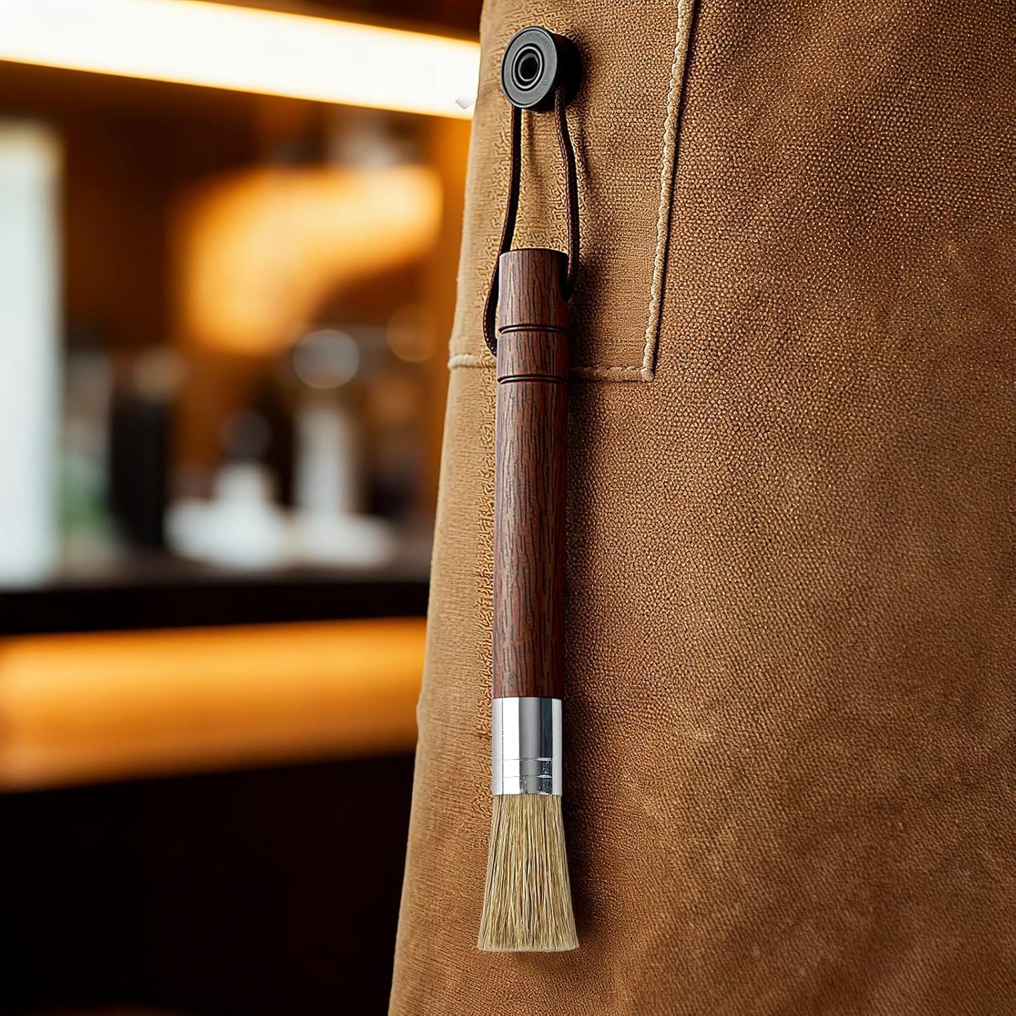 Coffee Grinder Cleaning Brush Set, Espresso Machine Brush Cleaner Tool with Walnut Wood Handle and Natural Bristles for Barista Home Kitchen