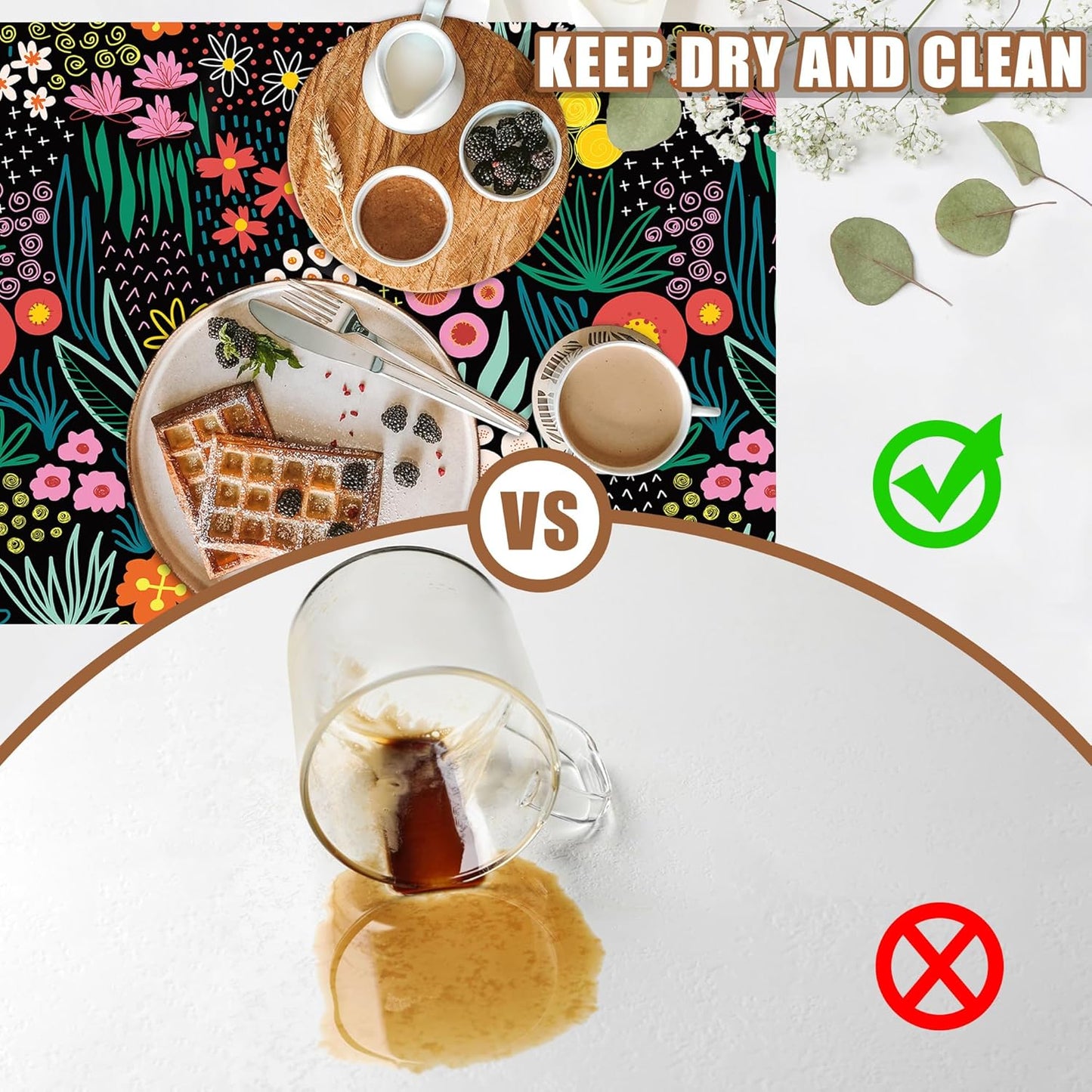 Dish Drying Mat Doodle Flower Meadow Coffee Bar Mat for Countertop Absorbent Rubber Backed Hide Stain Dish Drainer Rack Pad Coffee Pot Espresso Machine Dining Room Decoration 11.8 x 19.7 Inch