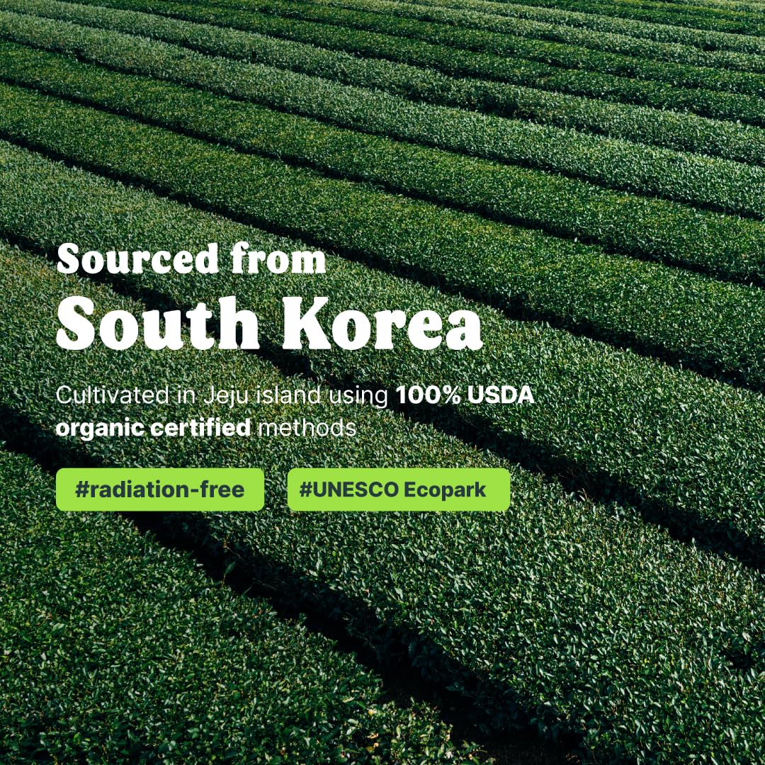 GRIN MOOD Matcha Organic Ceremonial Green Tea Powder(3.53oz) - Decaffeinated First Harvest Green Tea, Authentic Korean Matcha, Halal, Eco-Friendly Recyclable Package