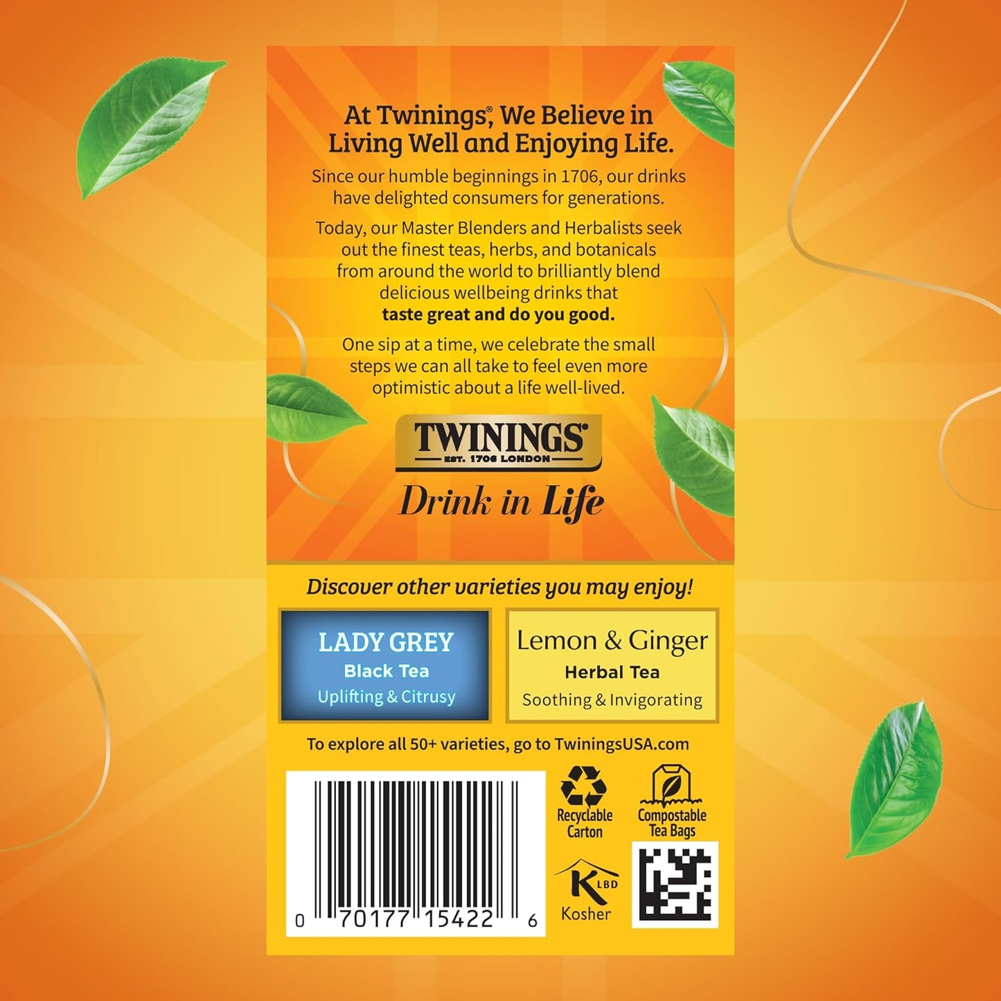 Twinings Earl Grey Black Tea Individually Wrapped Bags, 20 Count (Pack of 6), Flavoured with Citrus and Bergamot, Caffeinated, Enjoy Hot or Iced, 120 Teabags
