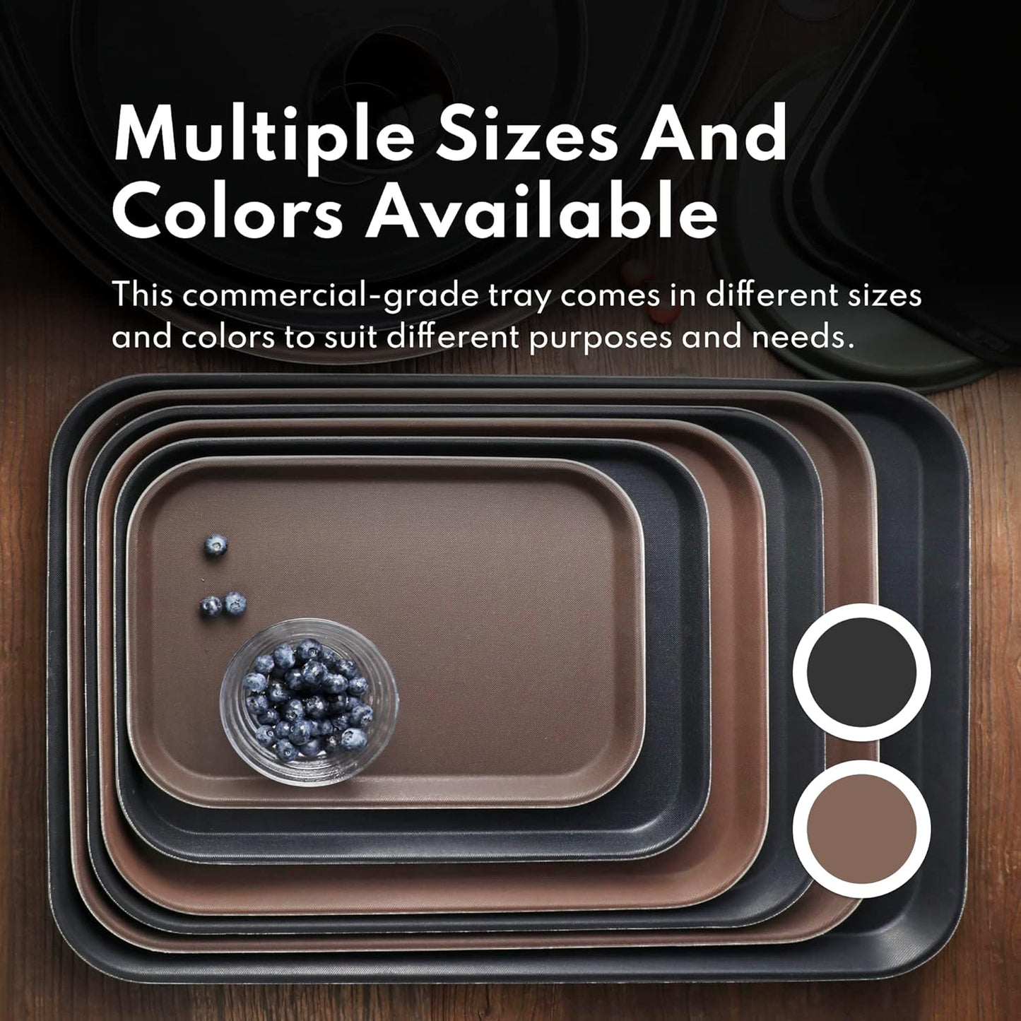 New Star Foodservice Restaurant Grade Non-Slip Tray, Plastic, Rubber Lined, Rectangular (Brown, 15-Inch x 20-Inch)