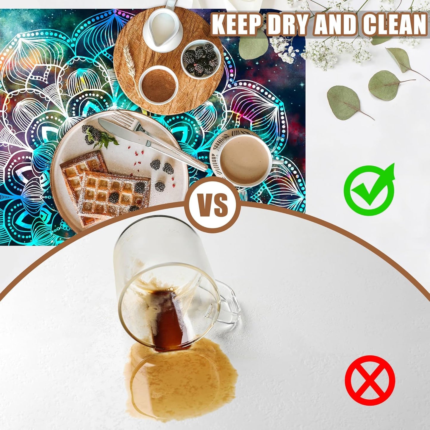 Abstract Mandala Galaxy Star Dish Drying Mat for Kitchen Counter Coffee Bar Mat Hide Stain Absorbent Rubber Backed Coffee Maker Espresso Machine Accessories 11.8 x 19.7 Inch