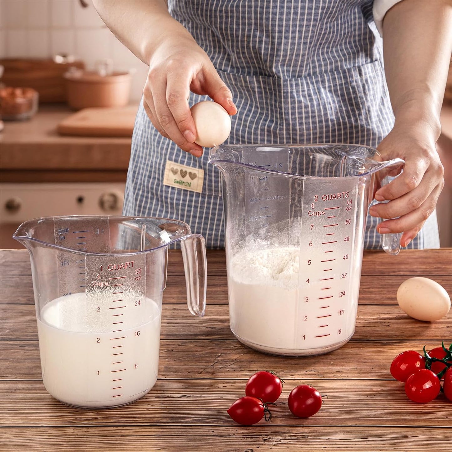 DaYammi Measuring Cups 3-Piece, Unbreakable Food-Grade Plastic Measuring Cup for Dishwasher, 1/2/4-Cup Nesting Liquid Measuring Cups for Prepping, Baking, Cooking, Readable Markings, Clear