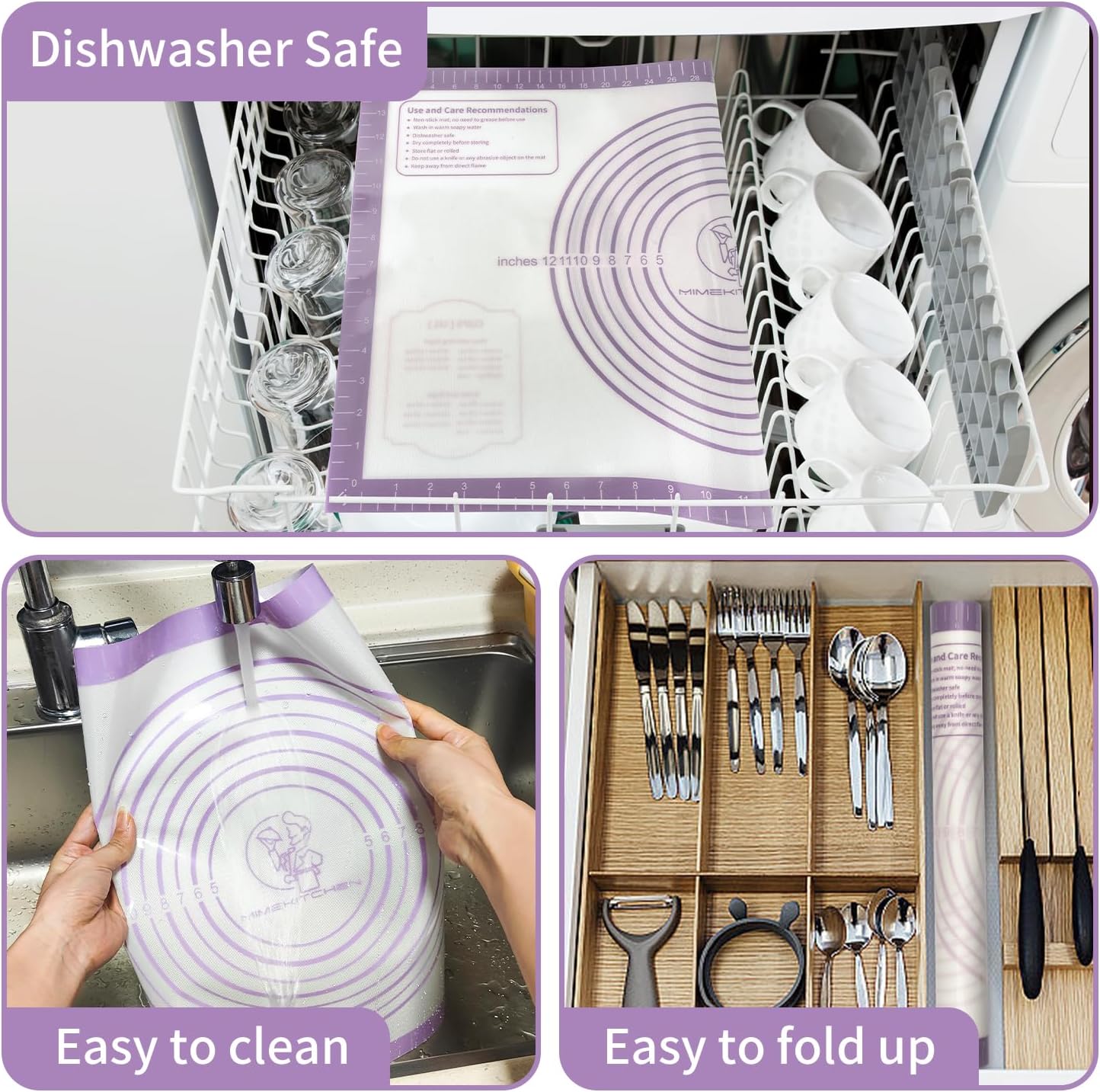 Silicone Mat for Baking, Non Stick Silicone Pastry Mat for Dough Pie Crust, Rolling Mats for Making Cookies Macarons Bread, Easy to Clean& Store