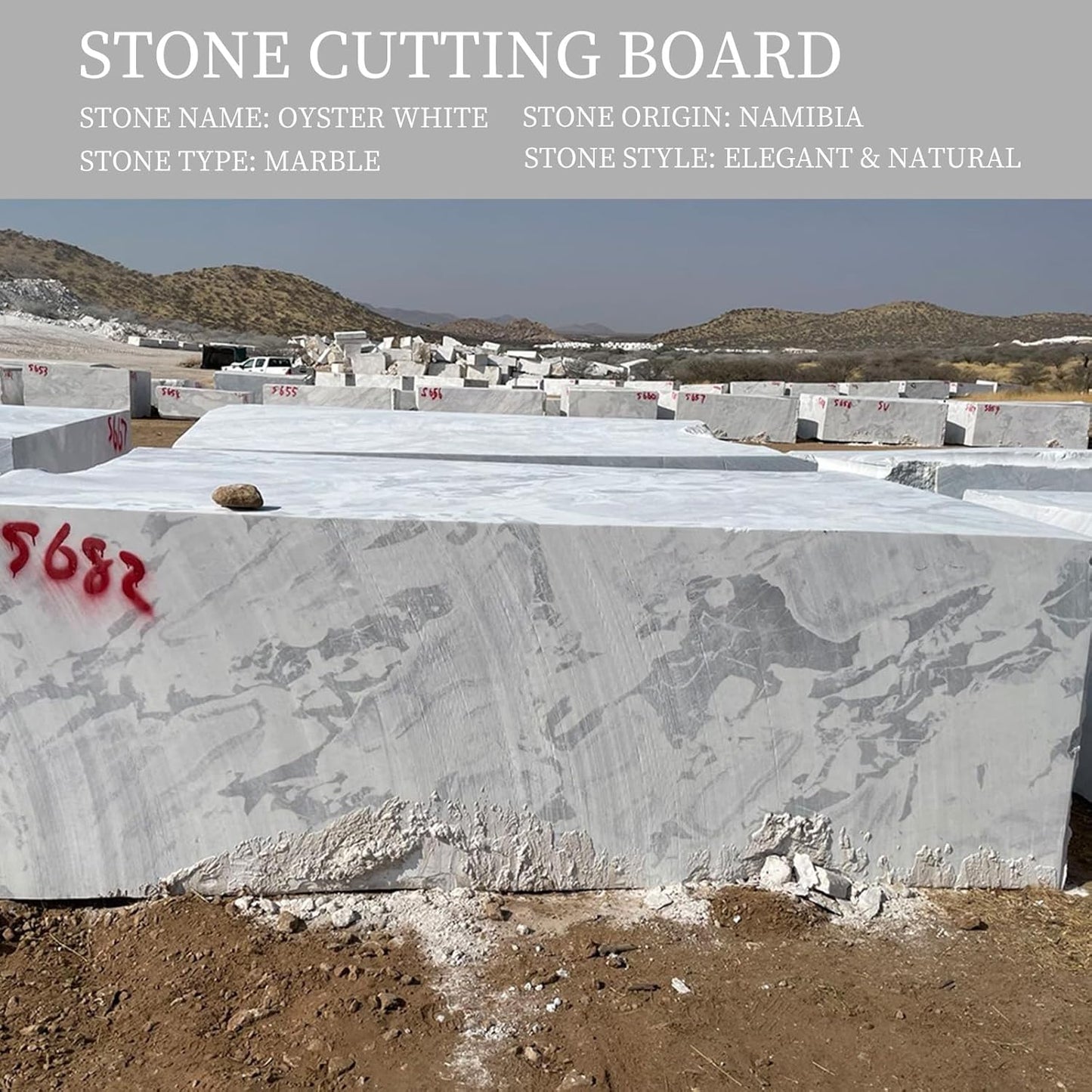 Koville African Natural Marble Cutting Board for Kitchen, 11inch Round Hand Crafted Marble Slab for Cheese, Charcuterie, Pastry Board - Wedding Gift, House Warming Gift(OYSTER WHITE)