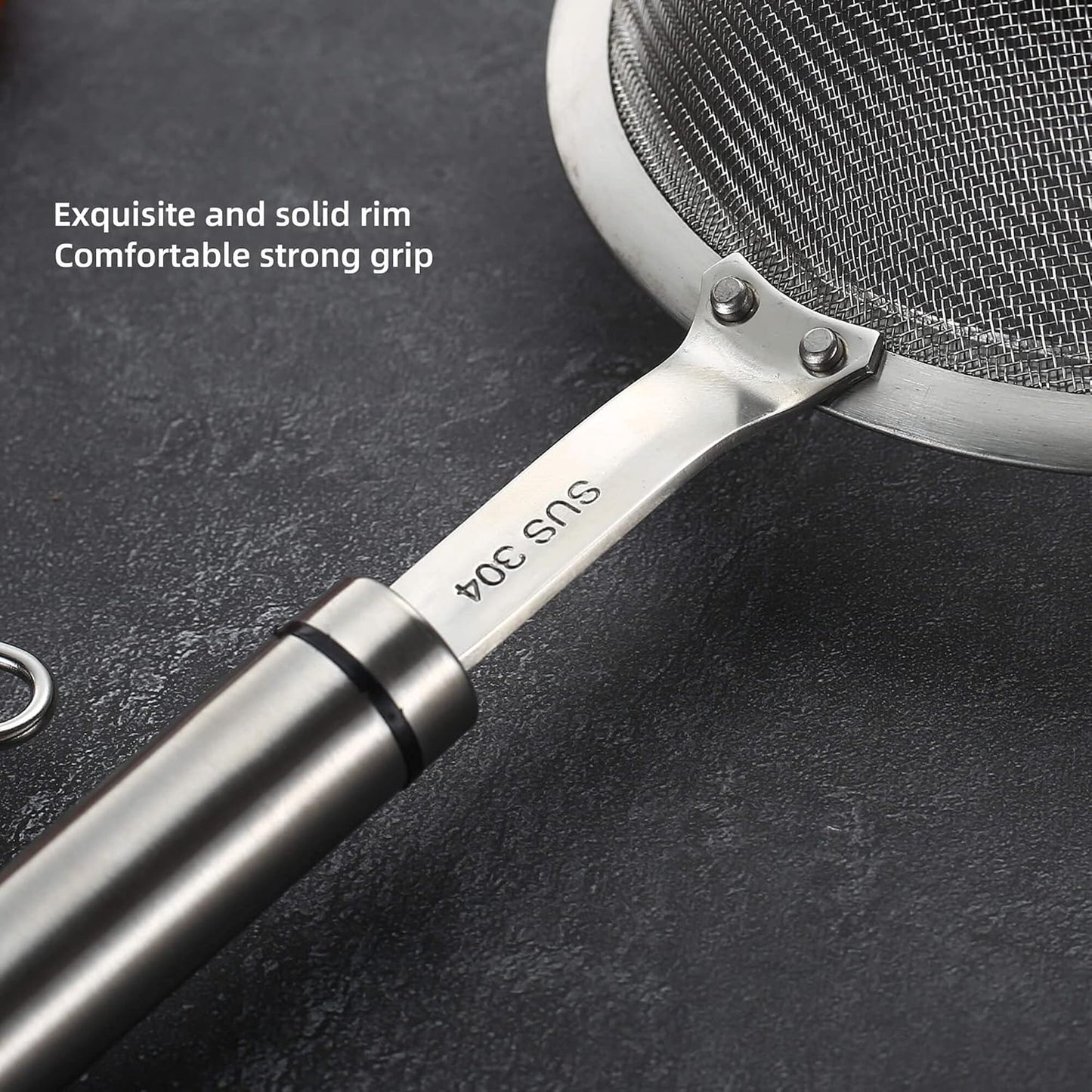 Stainless Steel Fine Mesh Strainers for Kitchen, Colander-Skimmer with Handle, Sieve Sifters for Food, Tea, Rice, Oil, Noodles, Fruits, Vegetable 4.73 inch