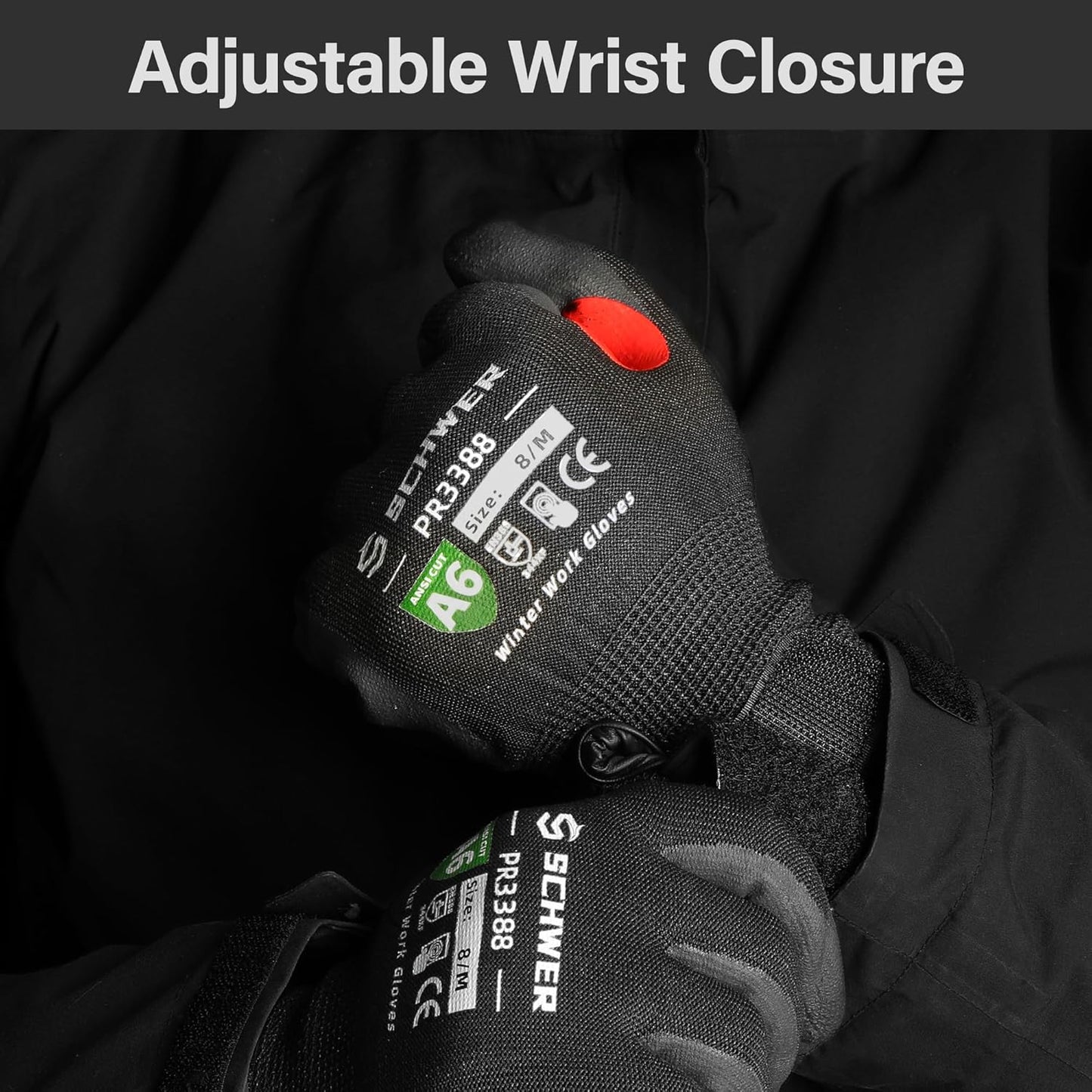 FreezeGuard Winter Work Gloves for Men and Women, ANSI A6 Cut Resistant Gloves With Super Grip, Freezer Glove for Work Below Zero, Touchscreen, Thermal Insulated, PR3388, Black Knight (S, 2 Pairs)