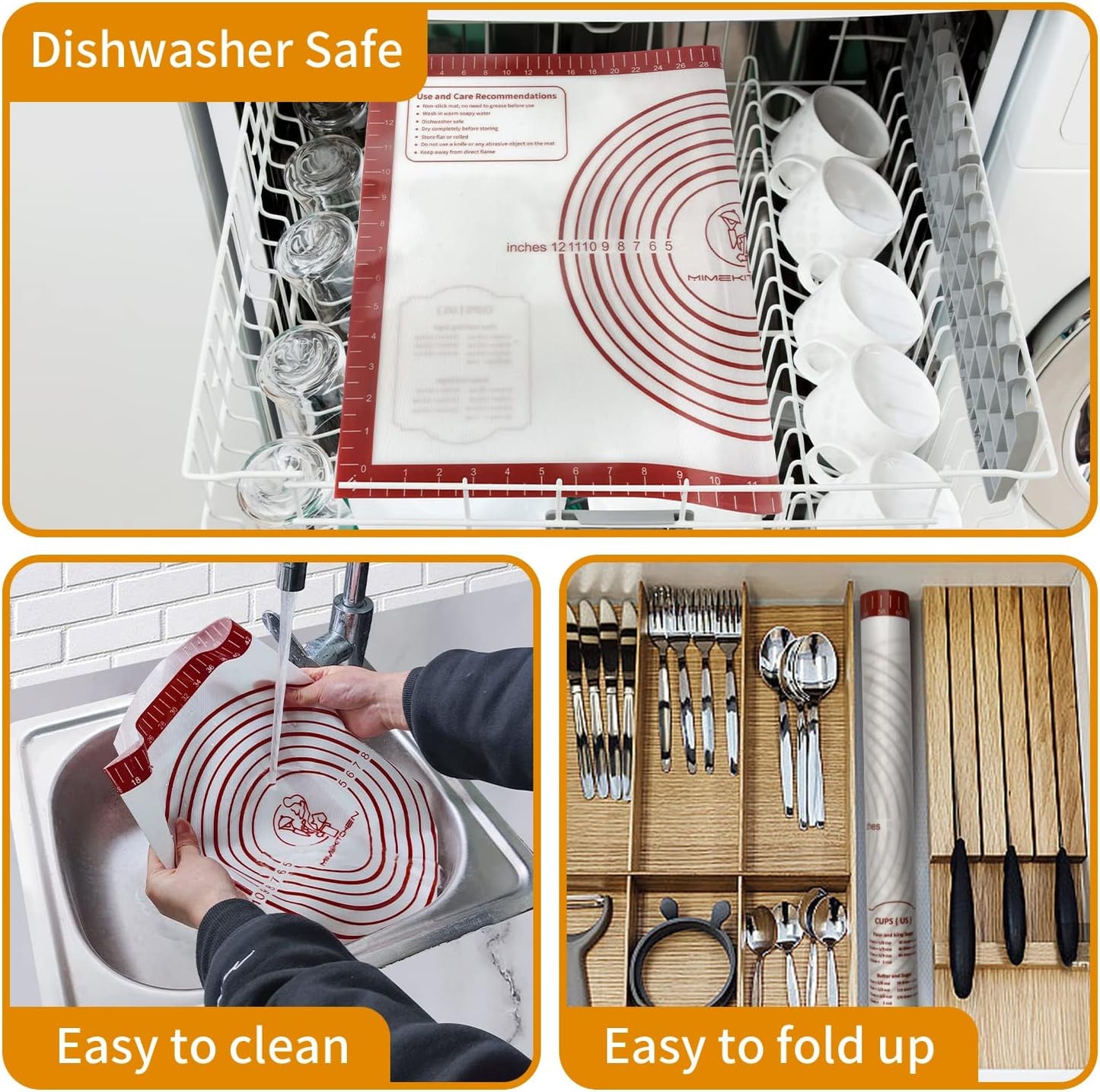 Non Stick Pastry Mat for Rolling Dough Fondant Pie Crust, Macaron Silicone Baking Mat for Mat Extra Large Silicone Mats for Baking Cookie Cakes Pizza Candy Bread