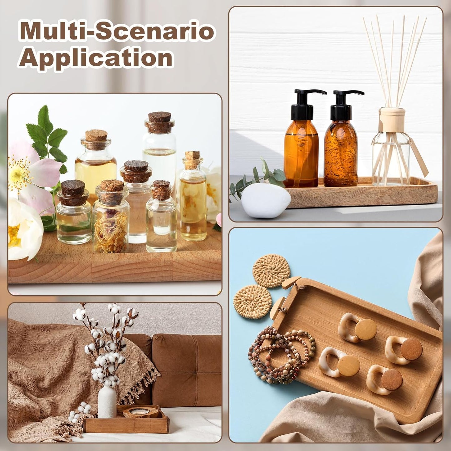 uxcell Bamboo Serving Tray, 6 x 6 Inch Square Wooden Trays Portable Serving Platters for Food Fruit, Snacks, Bread, Vanity, Weddings, Picnics, Brown (Inner Slant)