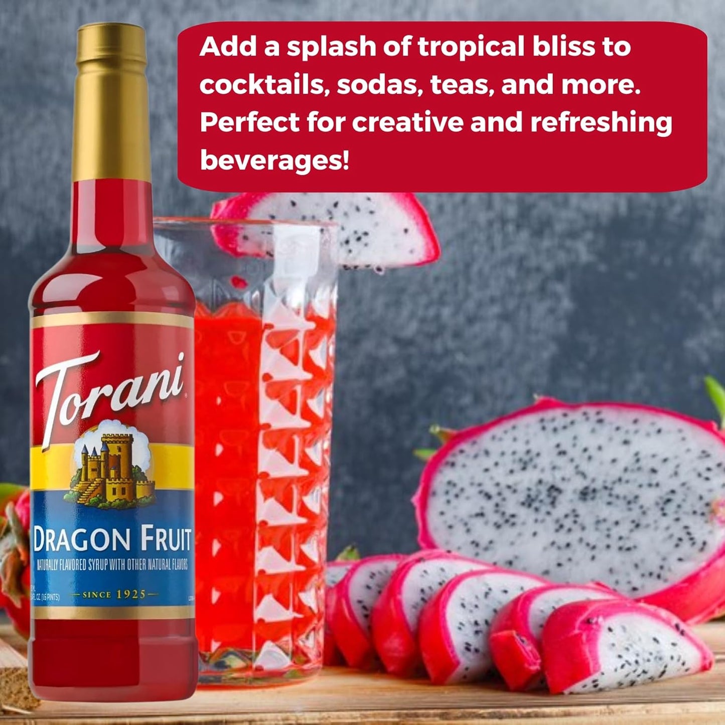 Jimoco® Syrup Pump Dispenser + Torani® Dragon Fruit Syrup, 25.4 oz - Coffee Syrup Pump & Flavoring Bundle