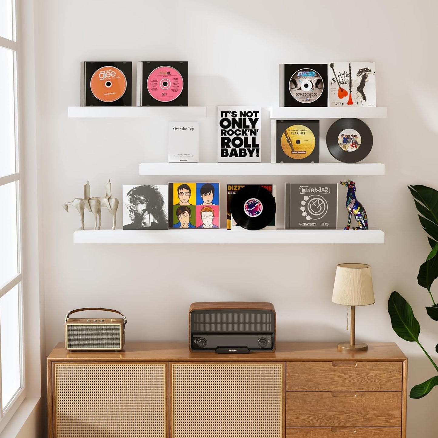 Vivelove Wooden Floating Shelves for Wall 48” x 8”x 1.4”, Solid Wood Shelf with Invisible Brackets, Deep Wall Shelves for Bathroom, LivingRoom, Kitchen, Bedroom, Modern Home Decor, Set of 1 - White