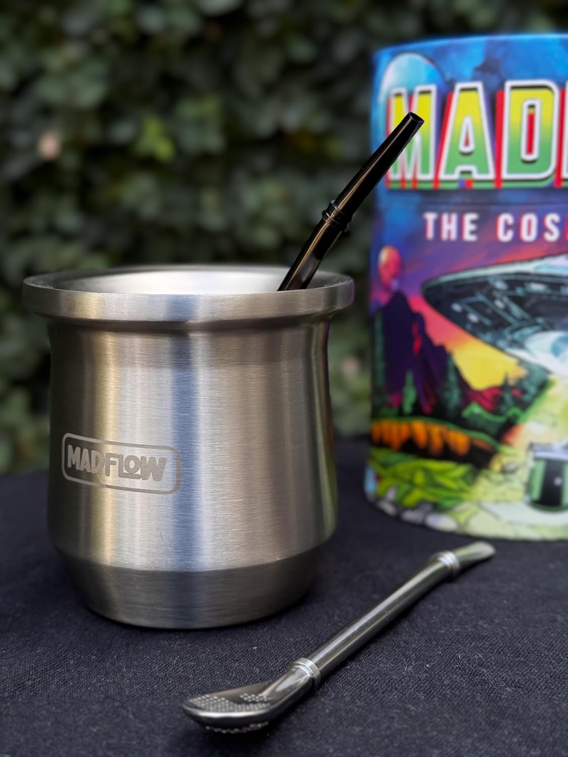 MADFLOW Yerba Mate Cup. Stainless Steel Mate Cup with 2 Bombillas. Double Wall Vacuum Insulated Yerba Mate Gourd. Unique Mate Cup And Bombilla Set