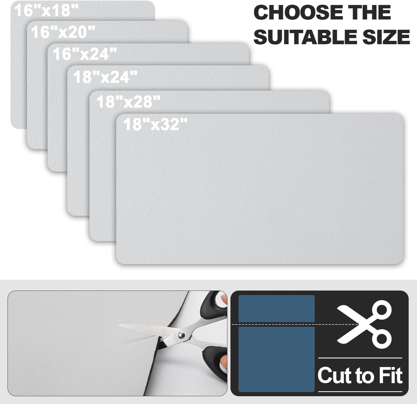 Dish Drying Mat for Kitchen Counter | Coffee Bar Mat for Countertops | Heat Resistant Drainer Mat with Non-slip Rubber Backed | Hide Stain Kitchen Absorbent Draining Mat | Light Grey 18"x24"