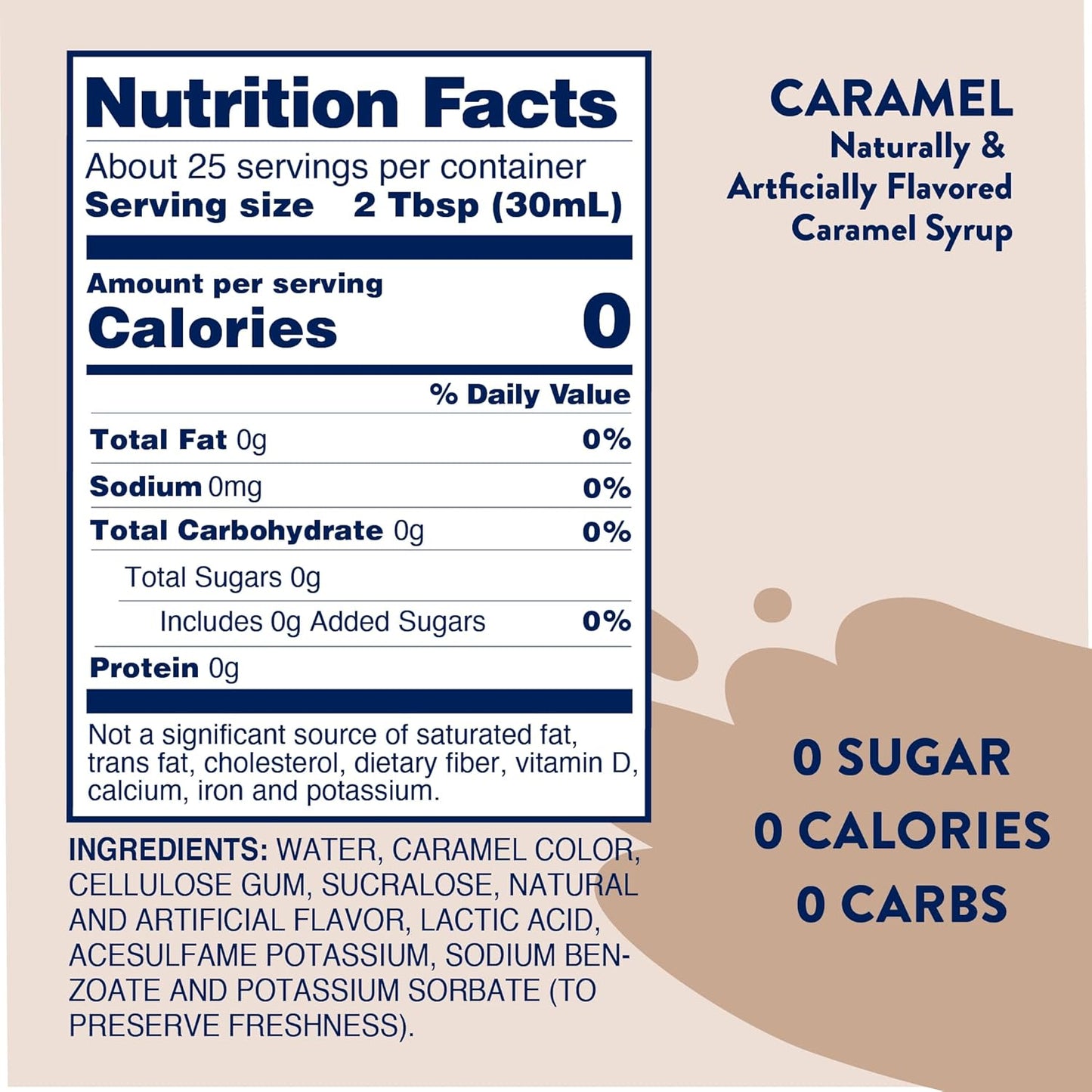 Jordan's Skinny Syrups Salted Caramel, Sugar Free Flavoring Syrup, 25.4 Ounce Bottle (Pack of 2)