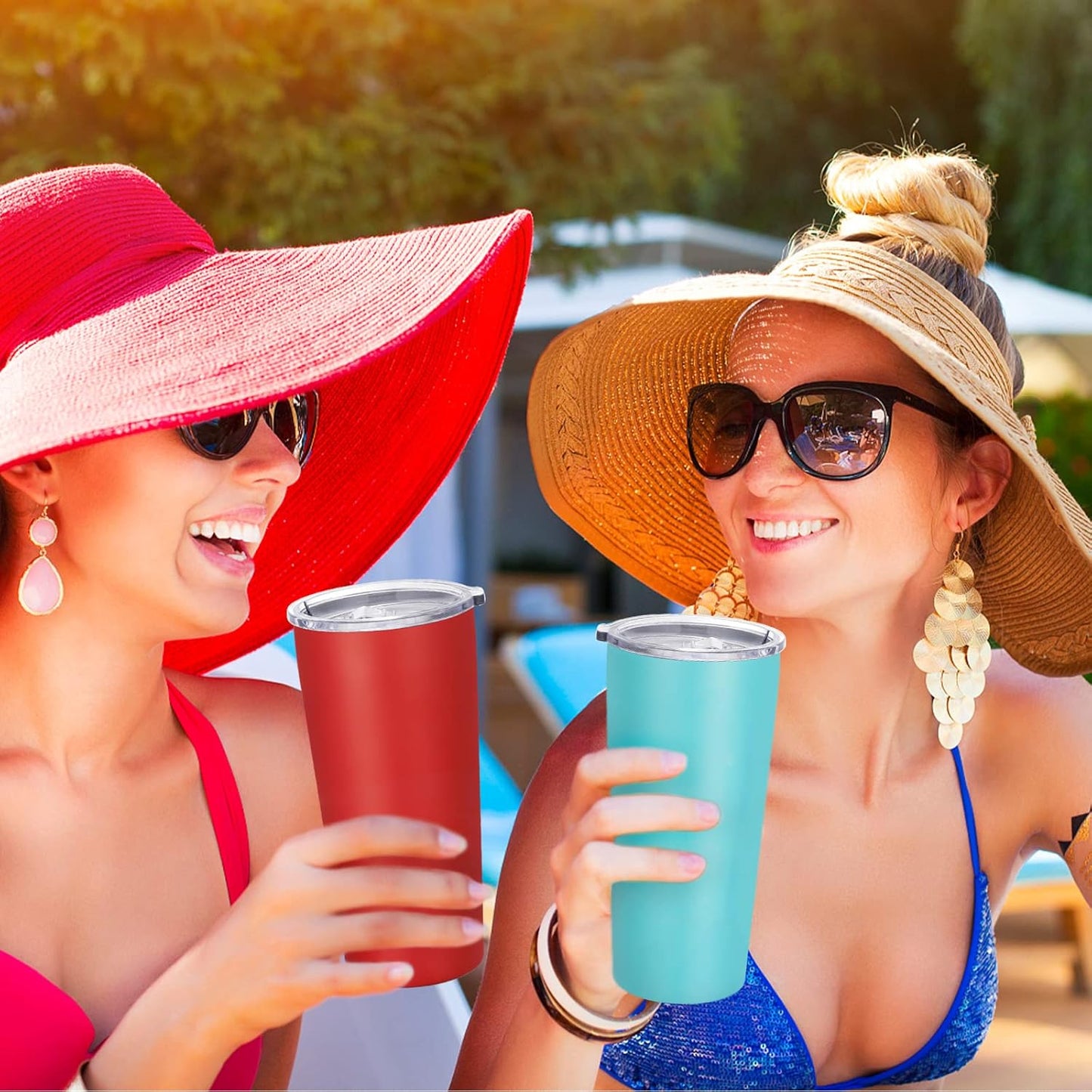 VEGOND 20oz Tumbler Bulk with Lid and Straw 12 Pack, Stainless Steel Vacuum Insulated Tumbler, Double Wall Coffee Cup Travel Mug, River Green