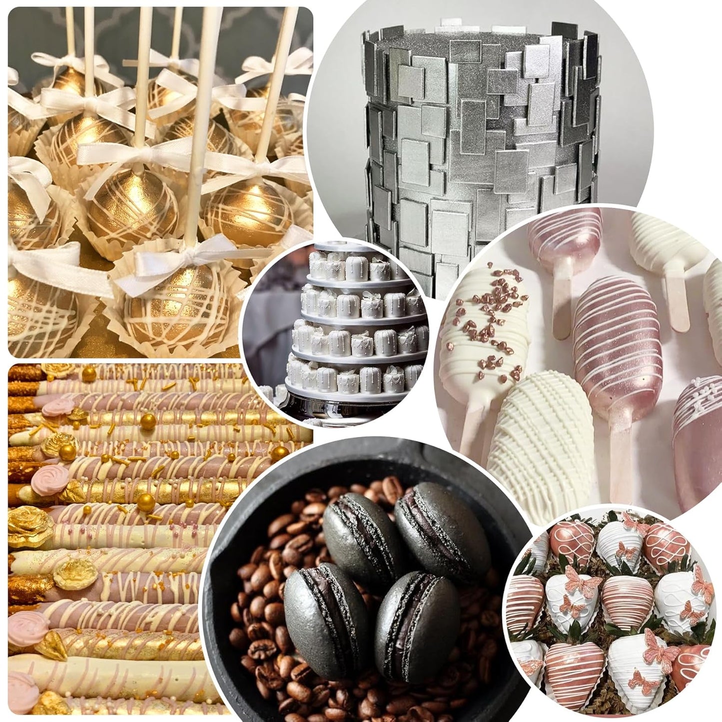 Edible Glitter Paint - 2 fl.oz Food Grade Metallic Glitter Cake Paint for Cake Decorating, Baking, Cupcakes - Shimmer Art Decorative Liquid Edible Paint Food Coloring for Fondant, Donuts (Gold)