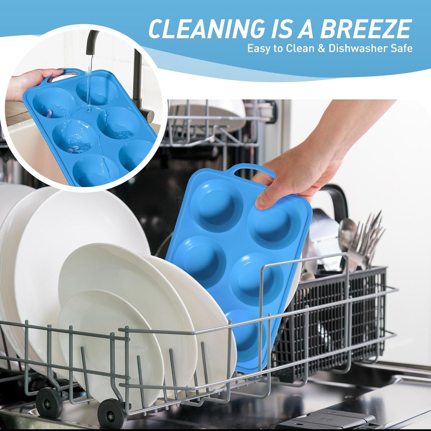 2 Packs 6 Cups Silicone Muffin Pan with Metal Reinforced Frame Jumbo Size Cupcake Pan Tray Egg Bites Silicone Molds Muffin Tin Tart Pans Bundt Pan Reposteria Accesorios Moldes Para Pasteles