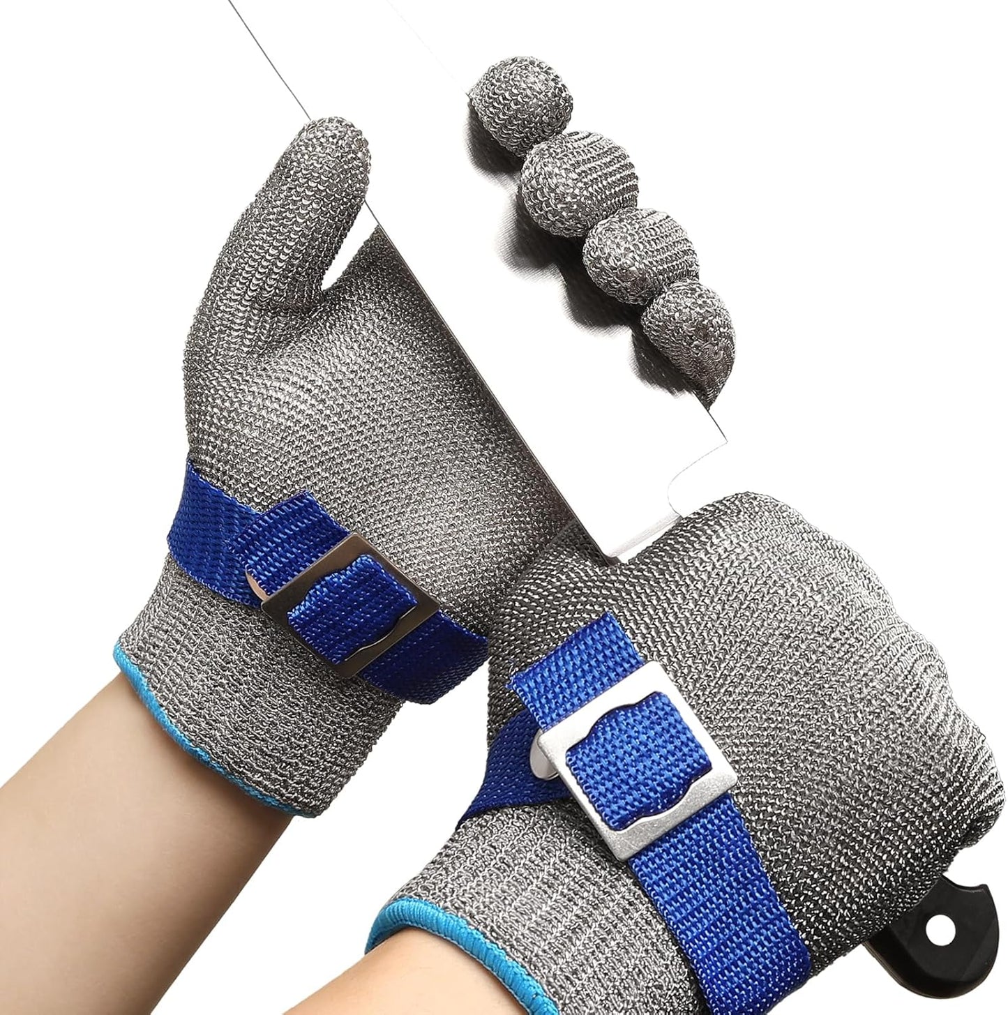 ANSI A9 Cut Resistant Glove, Food Grade Stainless Steel wire Mesh Metal Gloves, Knife Cutting Gloves for kitchen Mandoline Slicing Butcher Meat Cutting Oyster Shucking Fish Fillet(M, 50 Pairs)