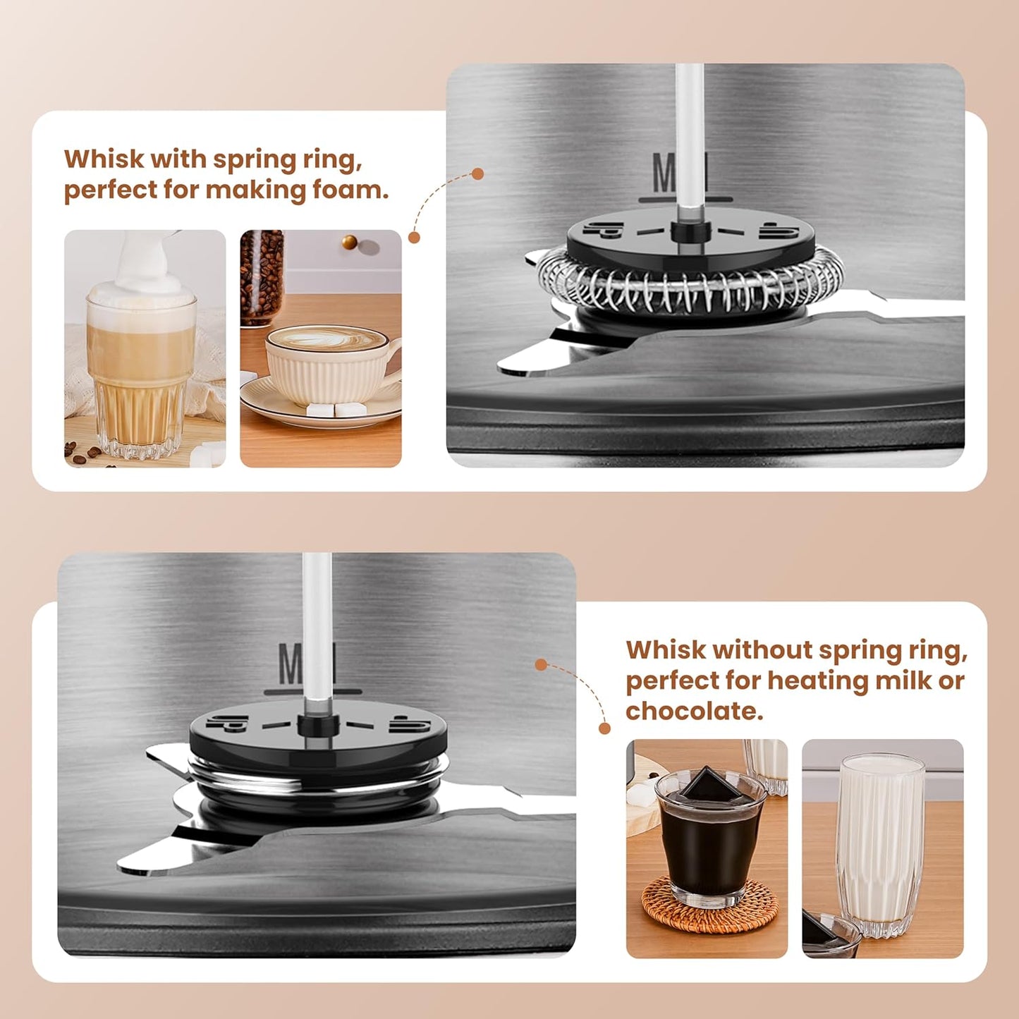 Gevi Hot Chocolate Maker with 5 in 1 Milk Frother and Steamer, Professional Milk Steamer, 17 oz/3.5 oz, Stainless Steel, Hot and Cold Milk Frother for Latte, Macchiato, Cappuccino and Hot Chocolate