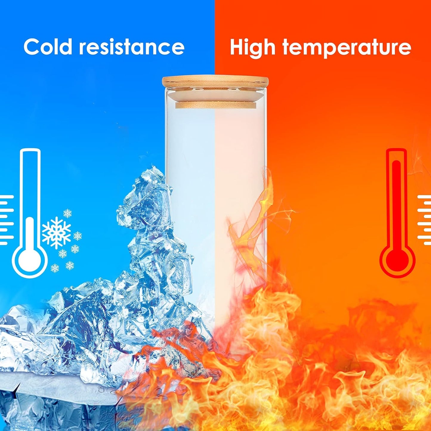 Glass Food Storage Containers Jars with Airtight Bamboo Lid 30 oz 8 pcs, 890 ml Pantry Organization Jar, Glass Terrarium with Lid, Spice, Flour and Sugar Container, Canister Set for Kitchen Counter