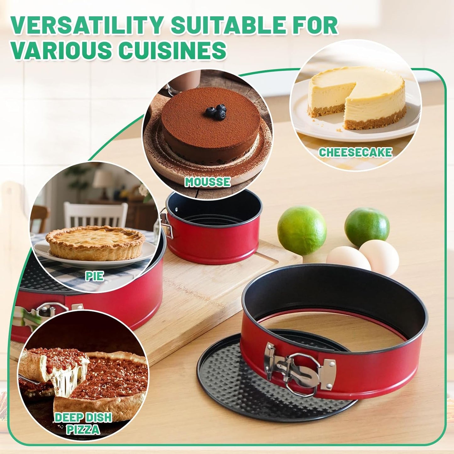 Springform Pan Set, Round Nonstick Pan (Red1)