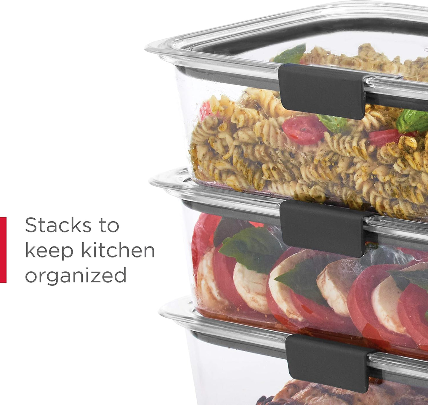 Rubbermaid Brilliance BPA-Free Food Storage Containers Multi Pack, 1.3 Cup Plastic Containers with Lids, 5 Pack, Leak Proof, Microwave & Dishwasher Safe