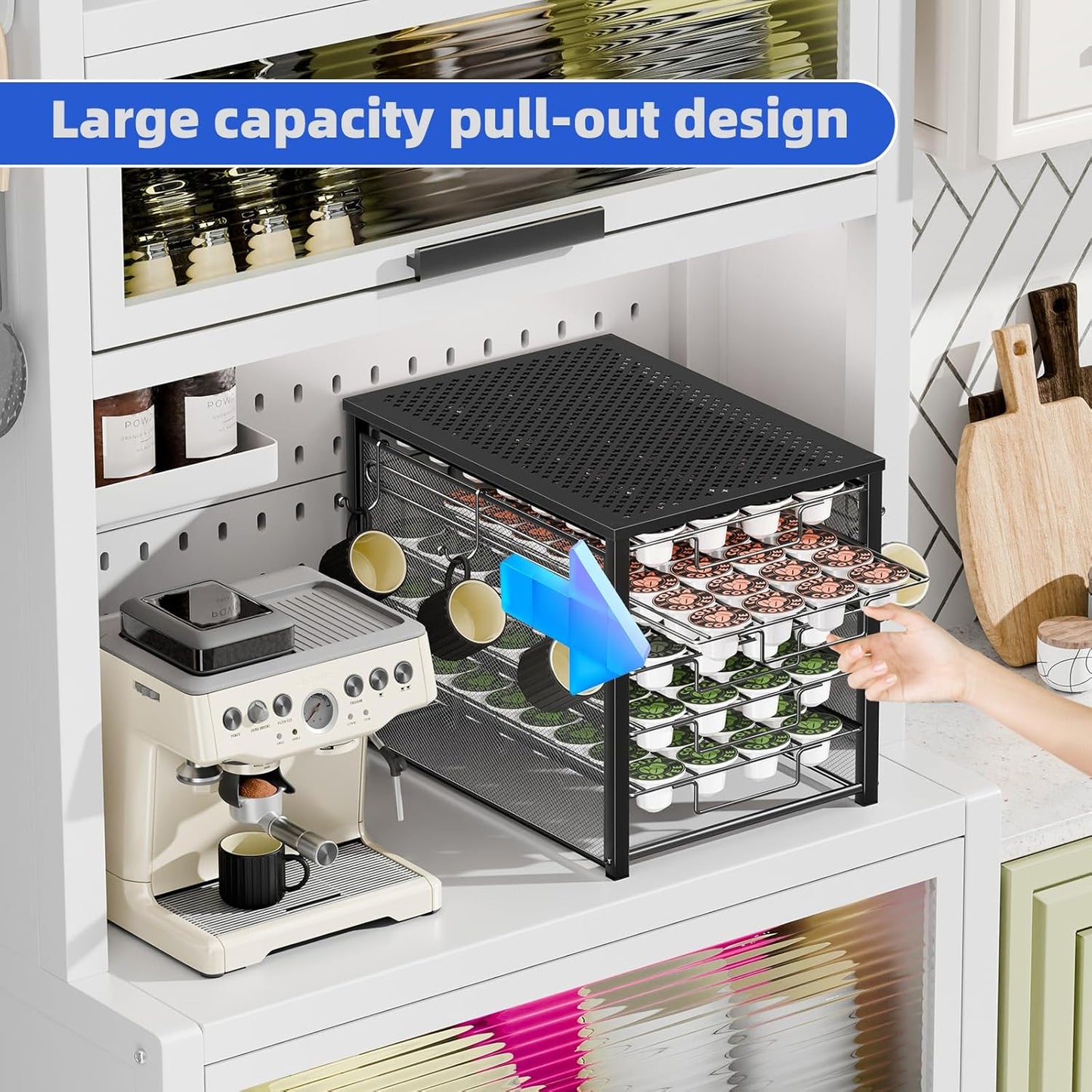 Simple Trending 5 Tier Coffee Pod Holder for K Cup, 160 Pod Pack Capacity Rack, Metal, Black