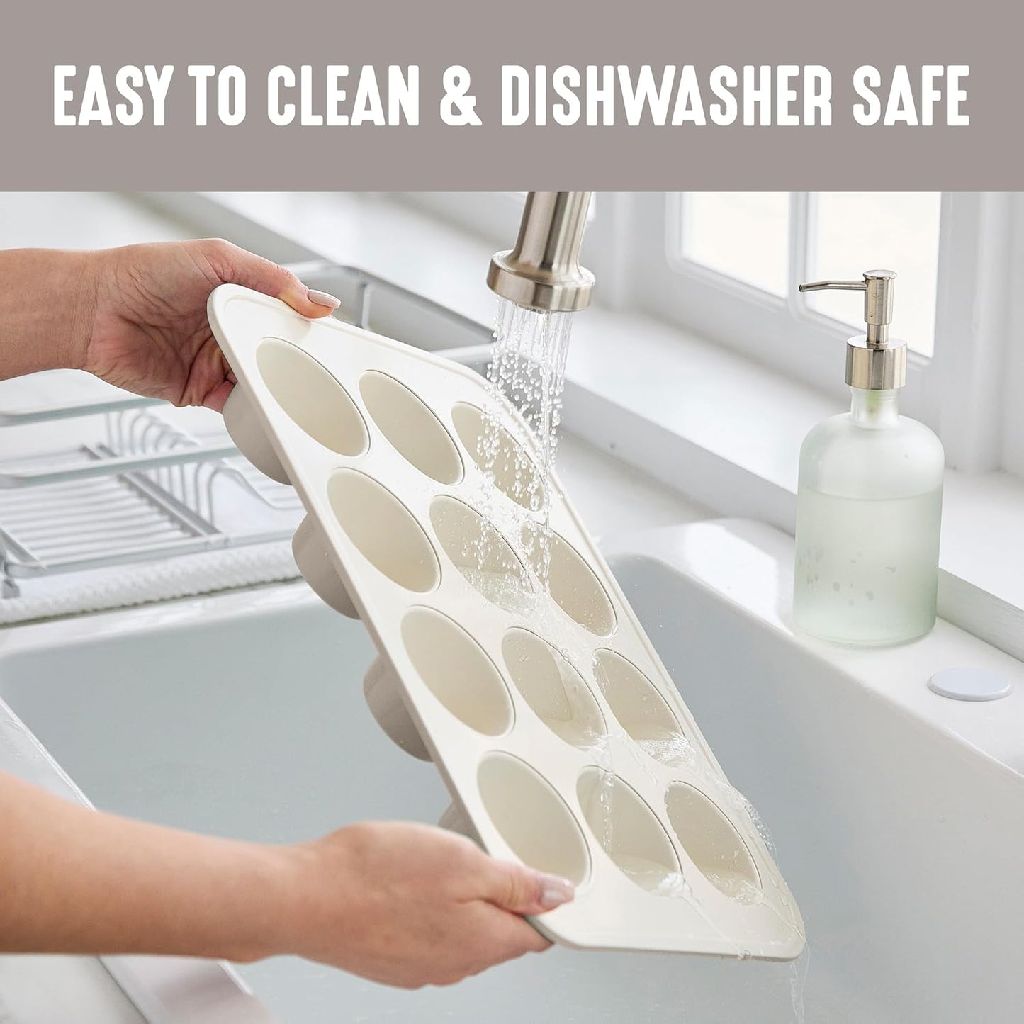 GreenLife 12-Cup Muffin Pan, Healthy Ceramic Nonstick Bakeware, PFOA & PFAS-Free Cupcake Tray, Durable Baking Pan, Versatile Kitchen Essential, Easy Clean Muffin Mold, Nonstick Baking Sheet, Taupe