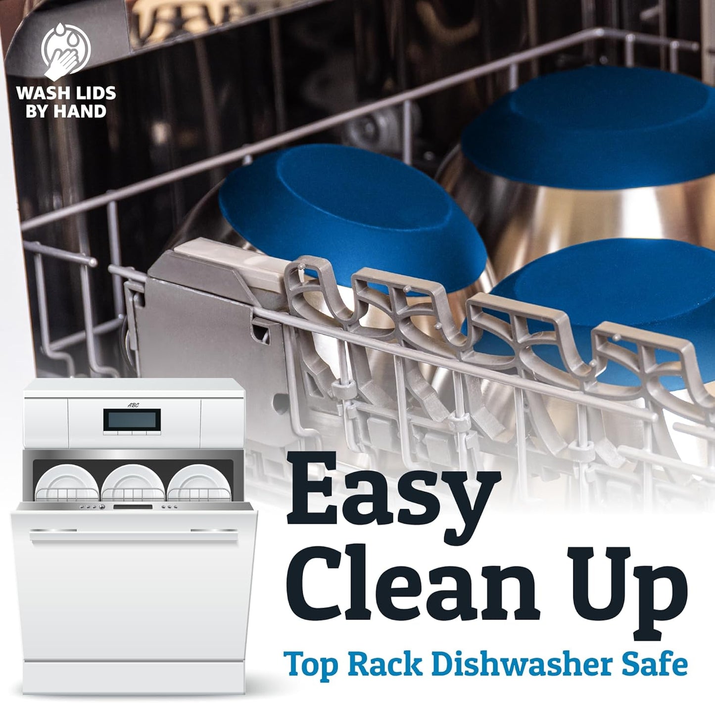 Priority Chef Stainless Steel Mixing Bowls with Lids Set - Premium 30Pcs with 6pc Metal Bowl Set for Kitchen, 3 Graters, Airtight Lids, Non-Slip Bases & Silicone Utensils, Blue