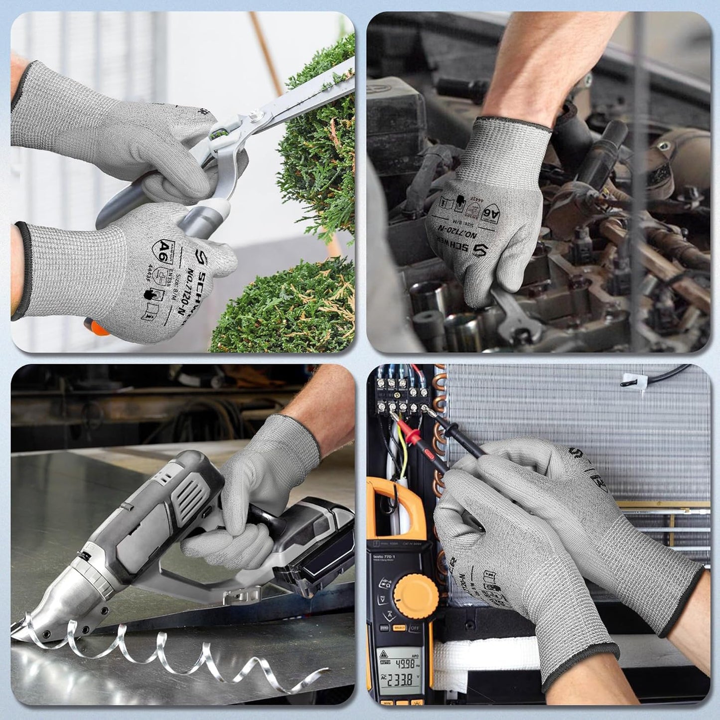 Schwer 6 Pairs ANSI A6 Cut Resistant Gloves CR7120 Cut Proof Work Gloves, Touchscreen, for Men and Women Used for Woodworking, Glass Cutting, Construction, Cargo Handling, Car Repair, M