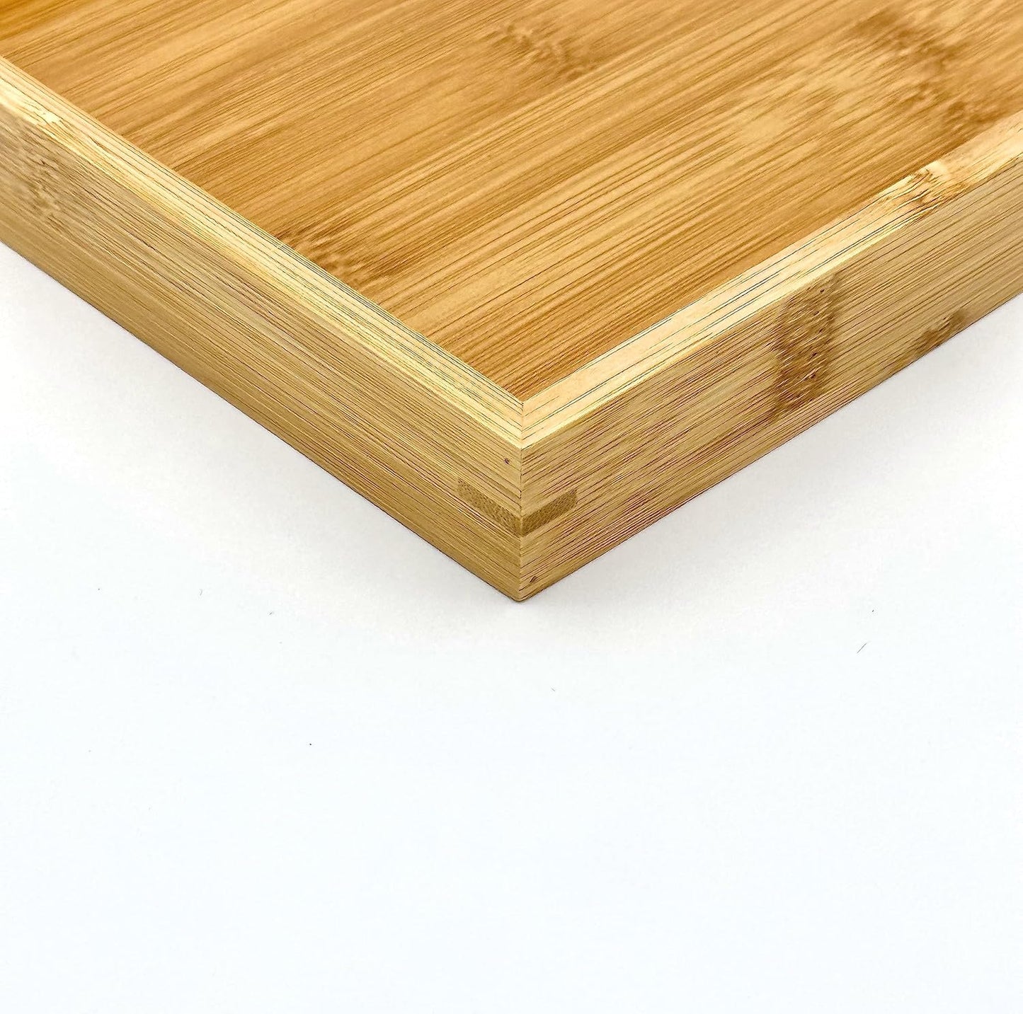 Bam & Boo - Natural Bamboo Serving Tray Modern Rectangular - for Food, Drinks, Decor, Vanity in Home, Kitchen, Bathroom, Coffee Table, Bed(Extended, 17.75” x 11.8" x 1.2")