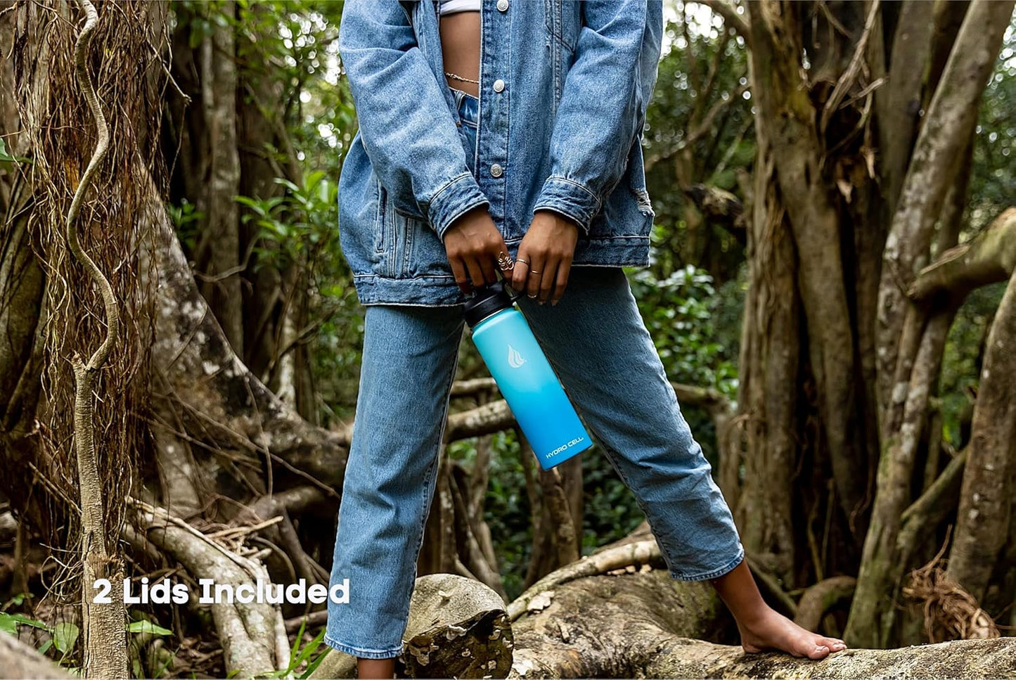 HYDRO CELL Stainless Steel Insulated Water Bottle with Straw - For Cold & Hot Drinks - Metal Vacuum Flask with Screw Cap and Modern Leakproof Sport Thermos for Adults (Sky/Blue 18oz)