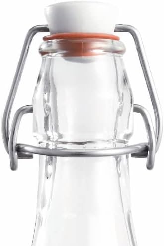 Le Parfait Pitchers | 32oz (Pack of 3) 1 Liter Glass Swing Top Milk Pitcher with Printed Logo & Airtight Swing Stopper | Glass Pitcher for Drinks, Smoothie, Preserving Juices & Salad Dressing