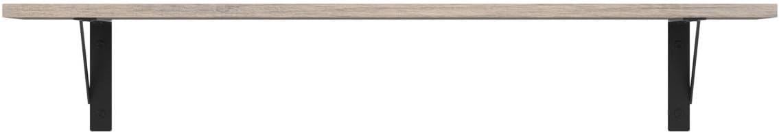 DINZI LVJ Long Wall Shelves, 31.5 Inch Wall Mounted Shelves Set of 2, Easy-to-Install, Wall Storage Ledges with Sturdy Metal Brackets for Living Room, Bathroom, Bedroom, Kitchen, Greige