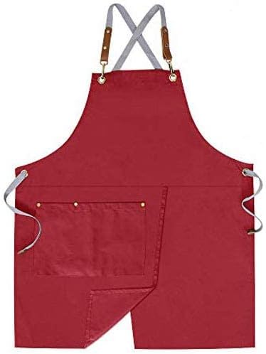 Mignongirl Crossback Apron with Pockets x2,Split Apron with Adjustable Straps,M-XXL